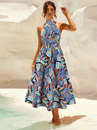 Ruched Printed Halter Neck Dress - Image 16