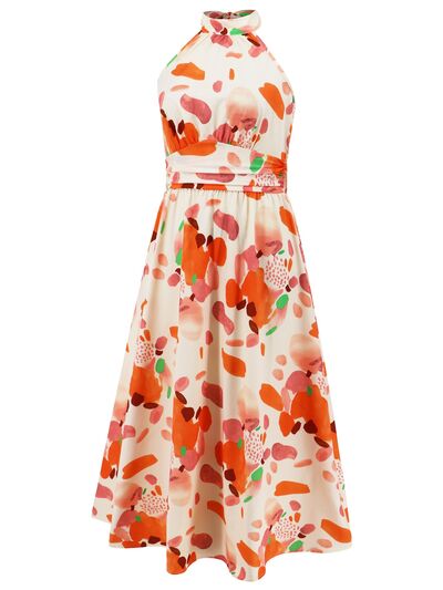 Ruched Printed Halter Neck Dress - Image 3