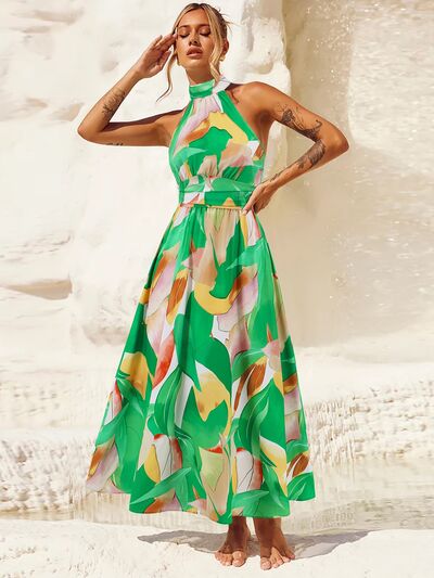 Ruched Printed Halter Neck Dress - Image 7