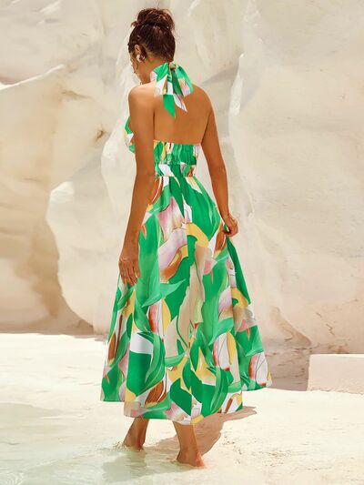 Ruched Printed Halter Neck Dress - Image 9