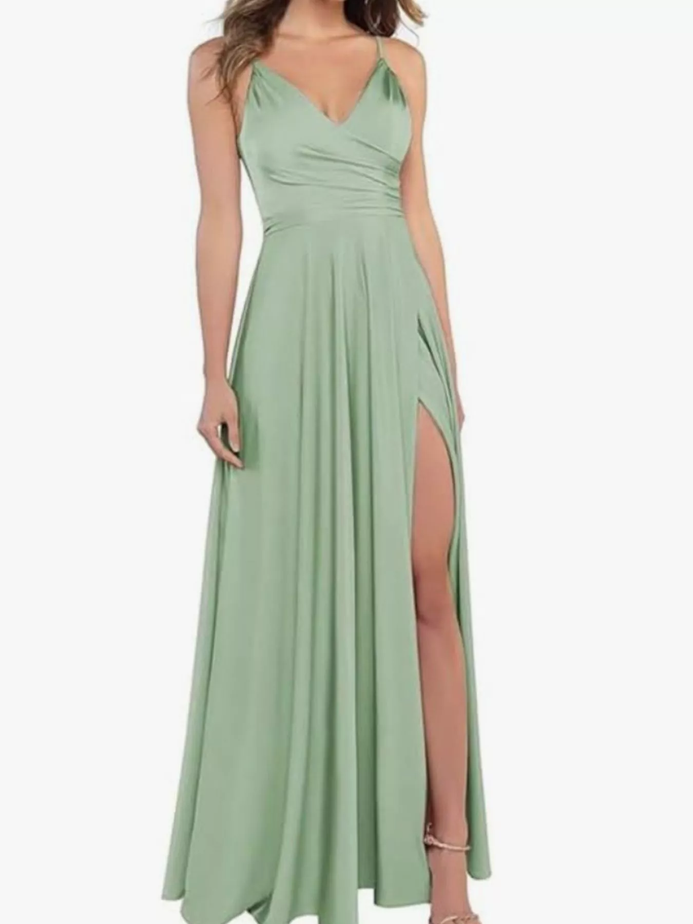 Ruched Slit Maxi Cami Dress - Image 11