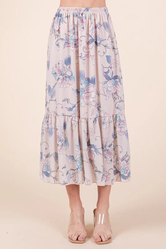 Ruffle Bottom Floral Print Skirt - Image 4