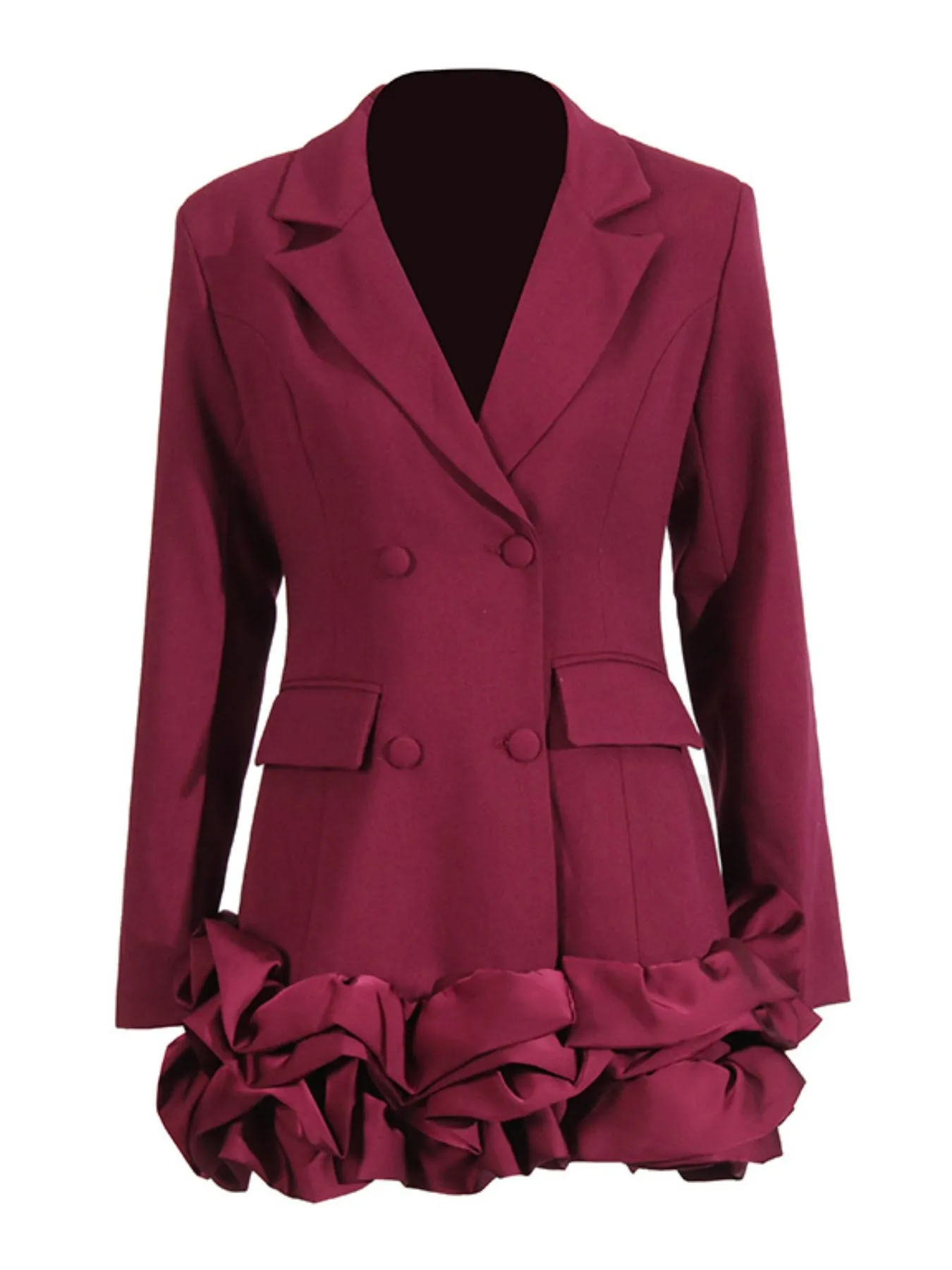Ruffle Hem Double-Breasted Blazer Dress - Image 10