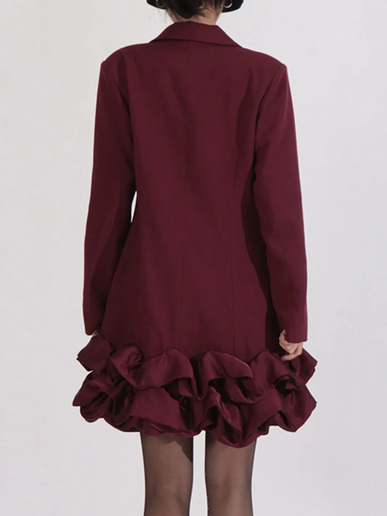 Ruffle Hem Double-Breasted Blazer Dress - Image 4