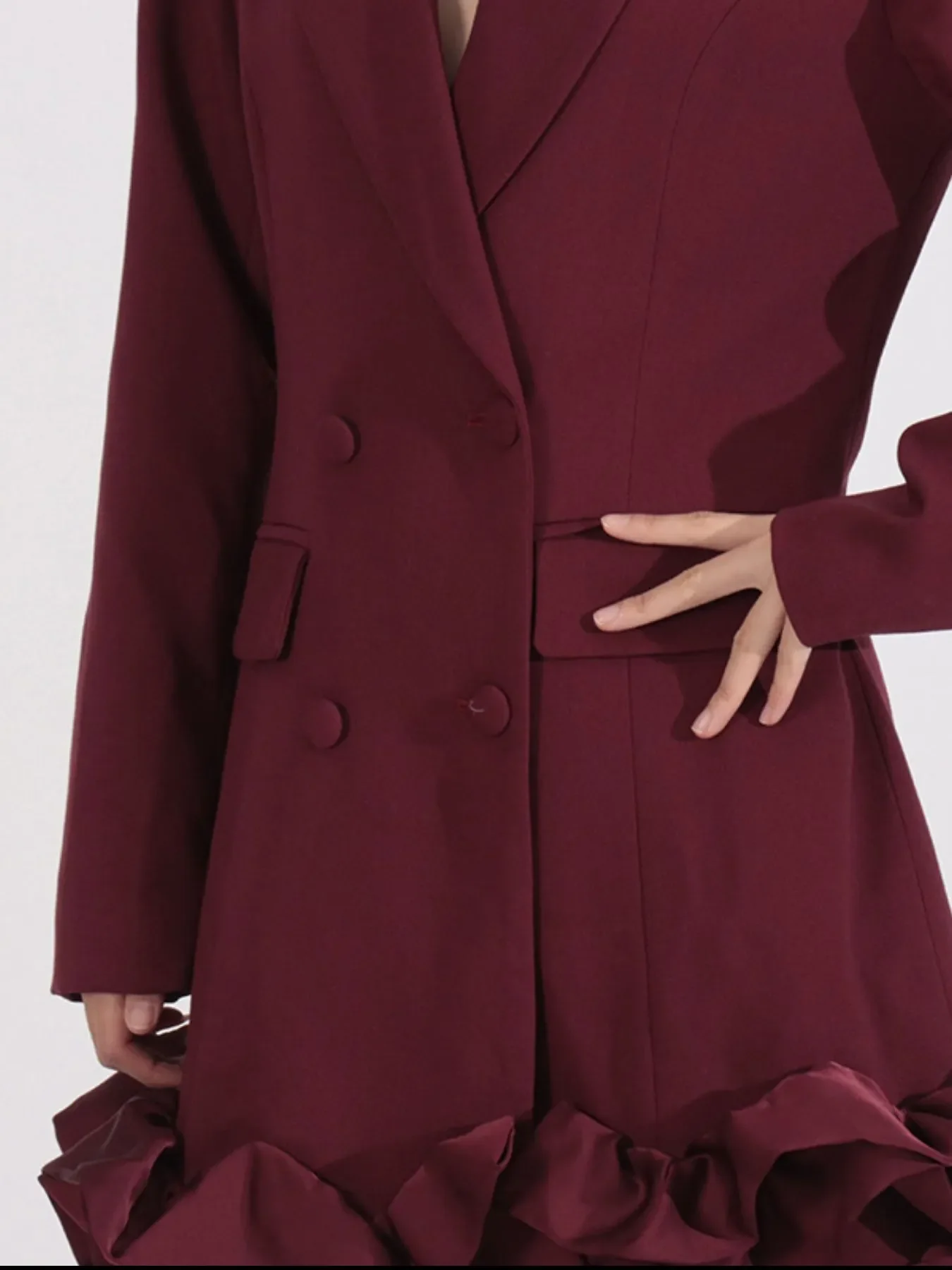 Ruffle Hem Double-Breasted Blazer Dress - Image 7