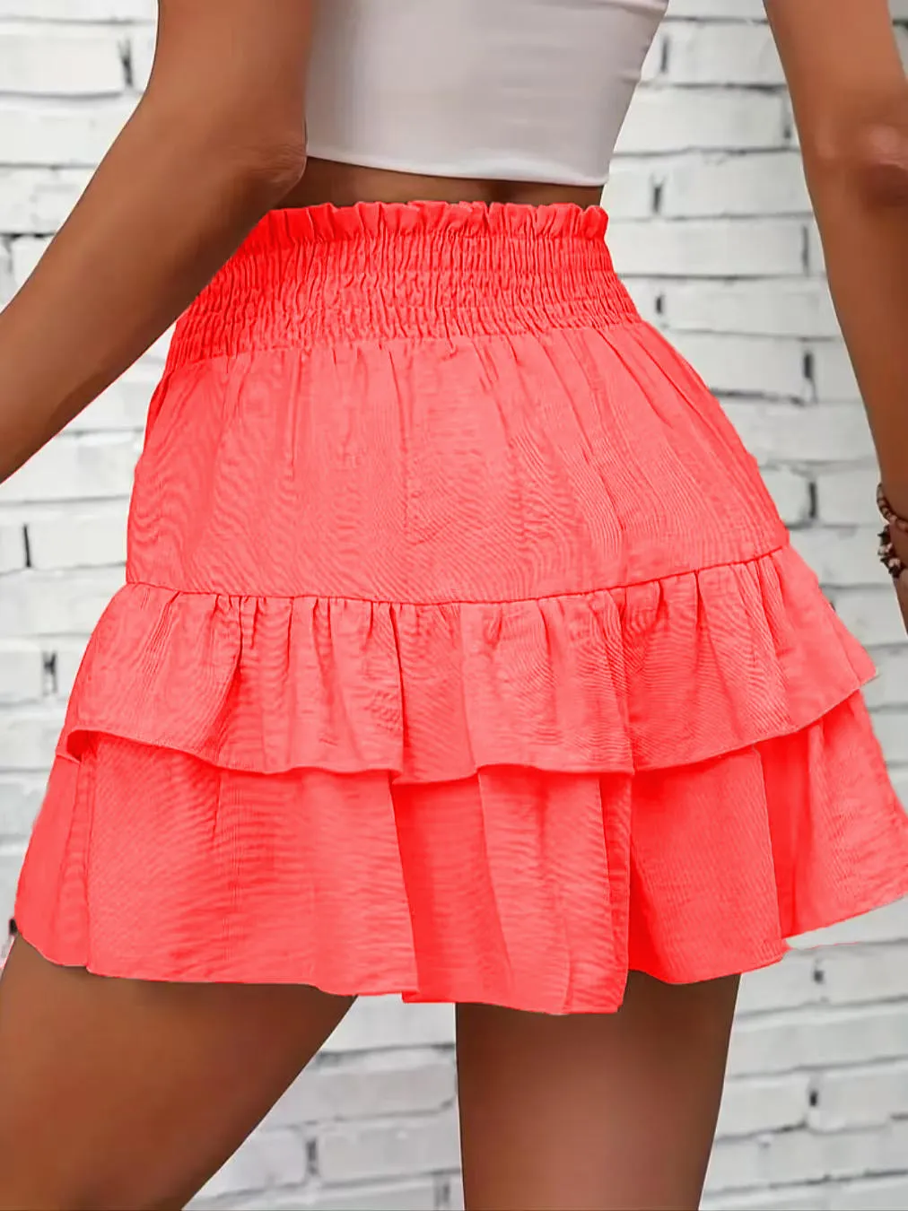 Ruffle Layered High Waist Casual Skort - Image 11