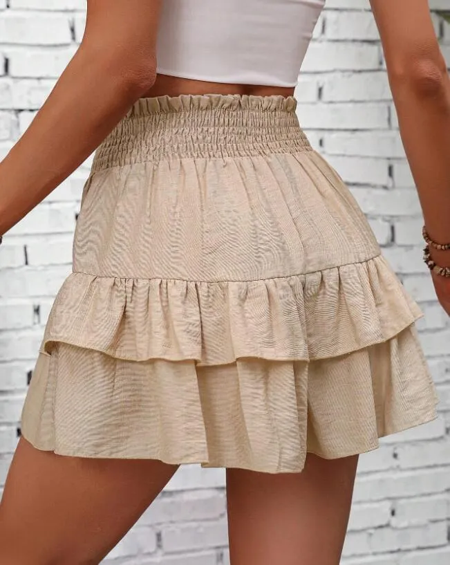 Ruffle Layered High Waist Casual Skort - Image 15