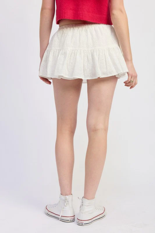 RUFFLE MINI SKORT WITH EYELET EMBROIDERY - Image 12