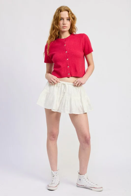 RUFFLE MINI SKORT WITH EYELET EMBROIDERY - Image 6