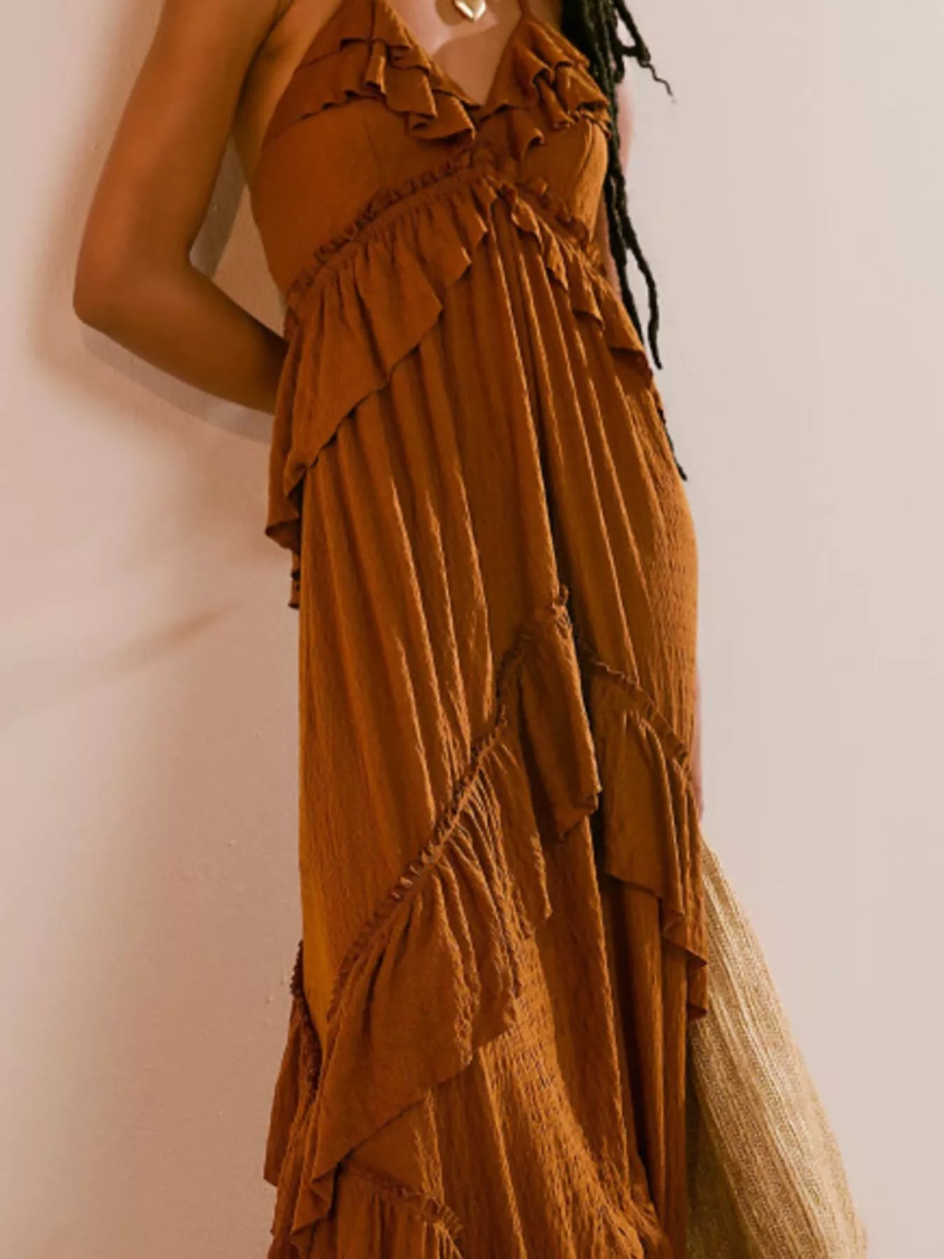 Ruffled Halter Neck Maxi Dress - Image 2