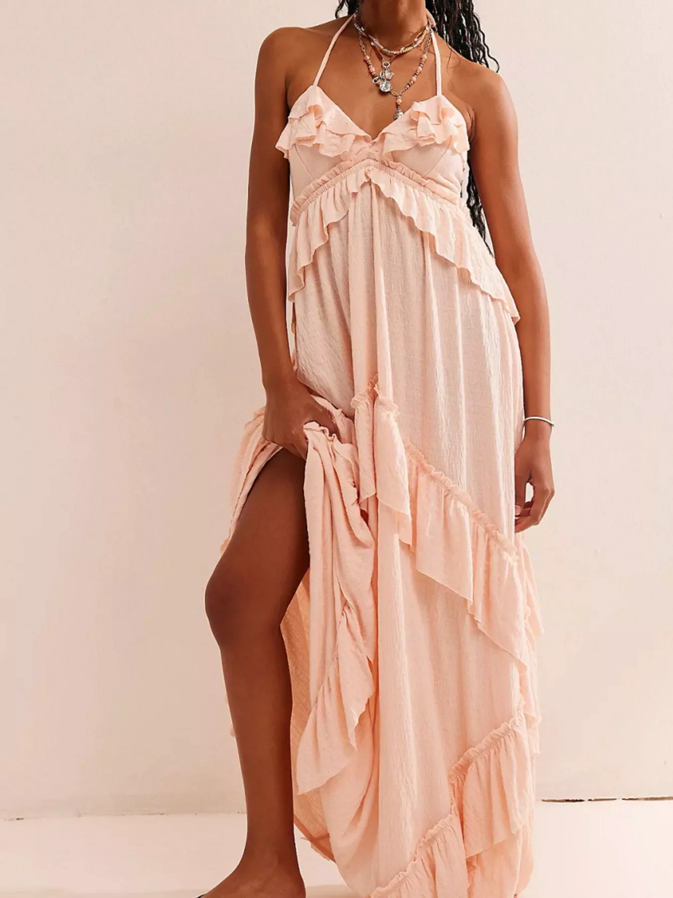Ruffled Halter Neck Maxi Dress - Image 24