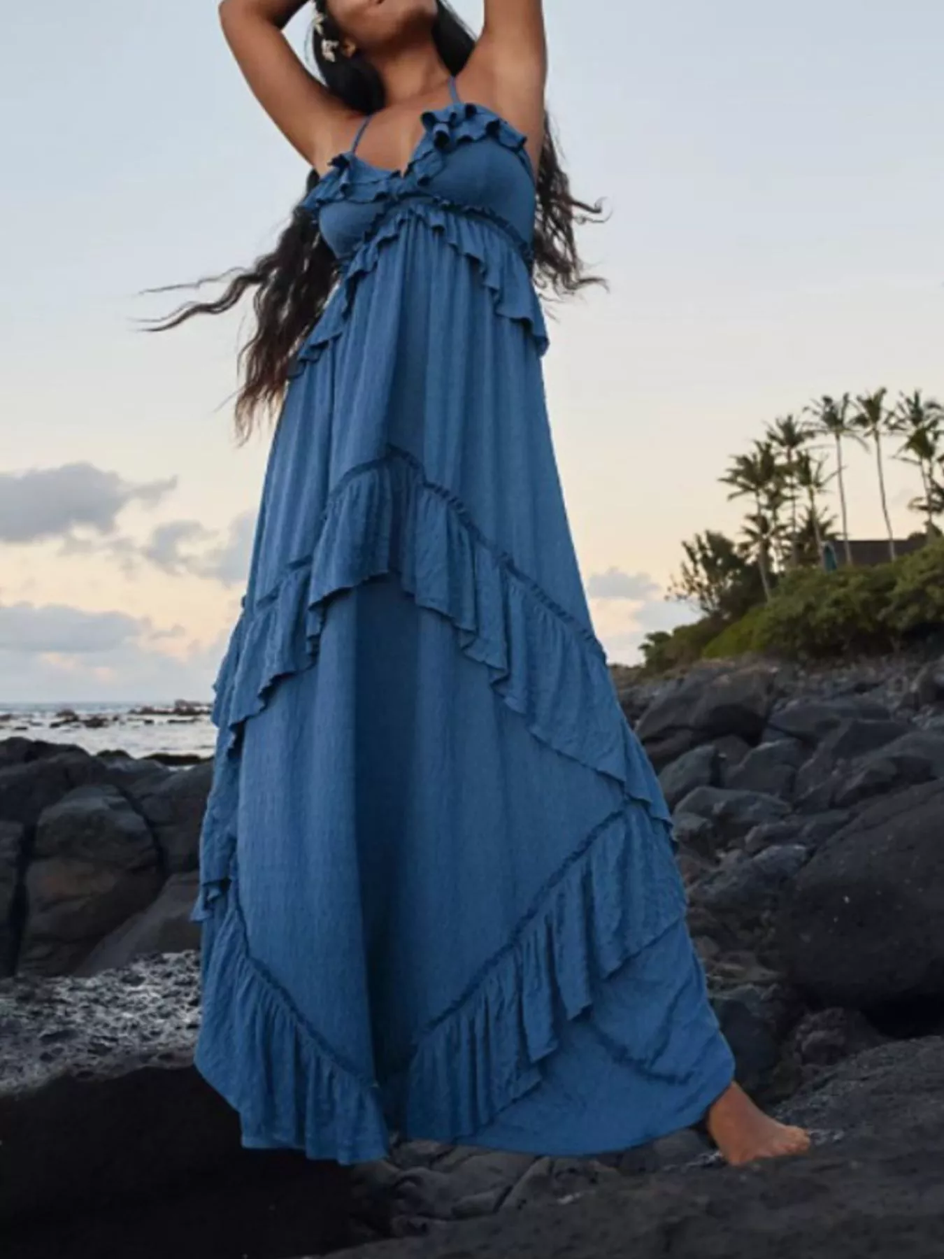 Ruffled Halter Neck Maxi Dress - Image 4