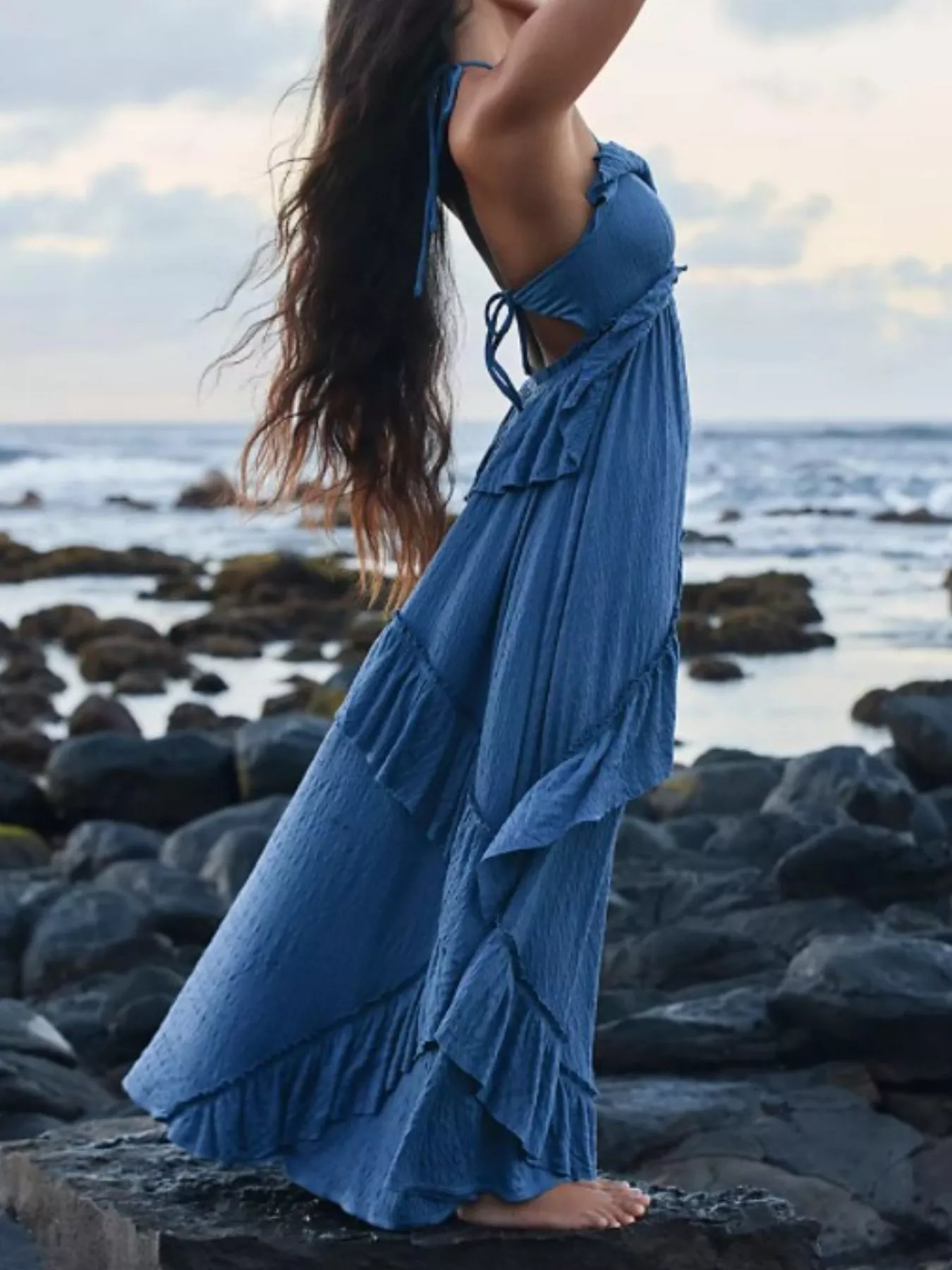 Ruffled Halter Neck Maxi Dress - Image 6