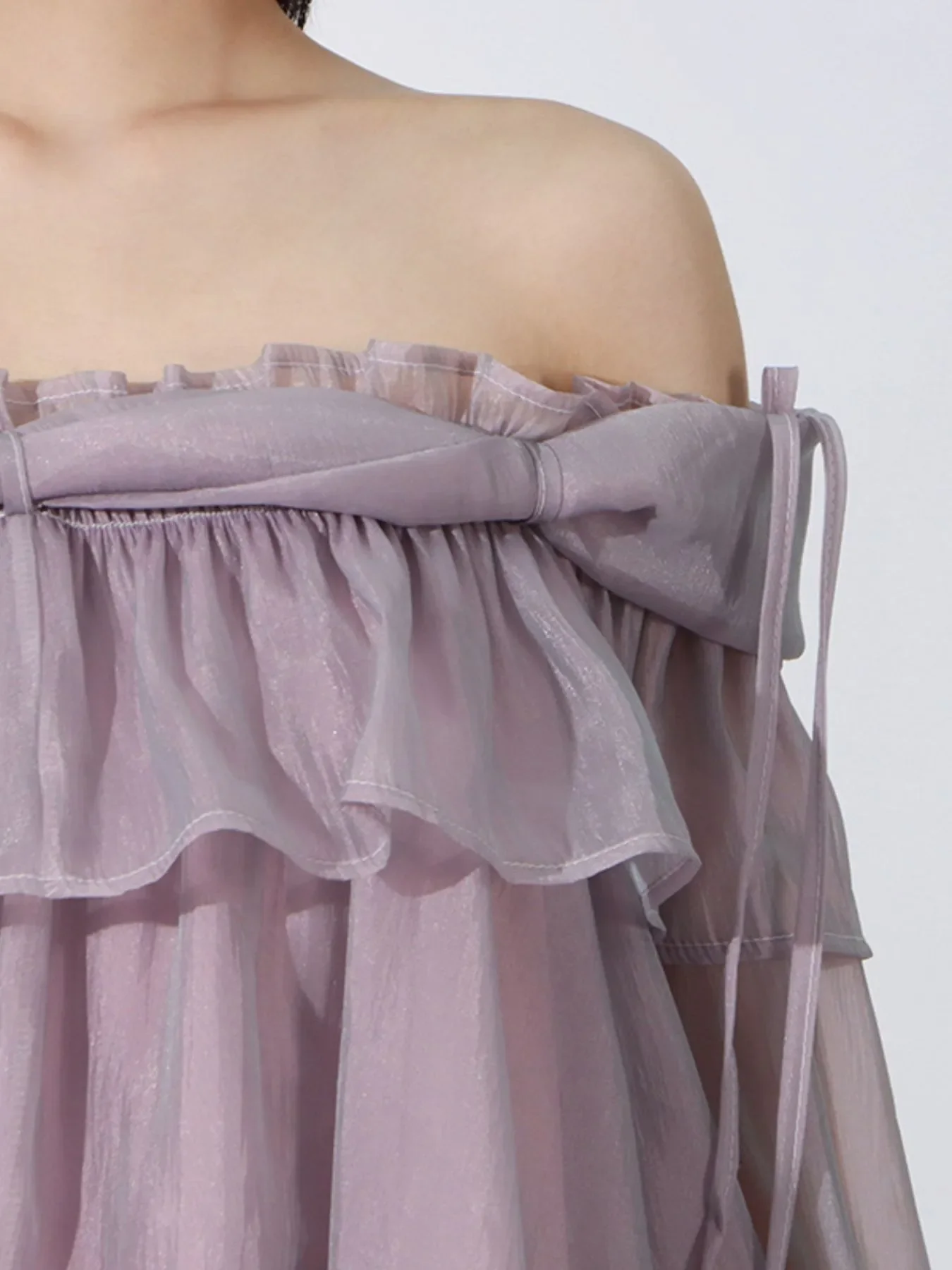 Ruffled Off-Shoulder Flounce Sleeve Blouse - Image 2