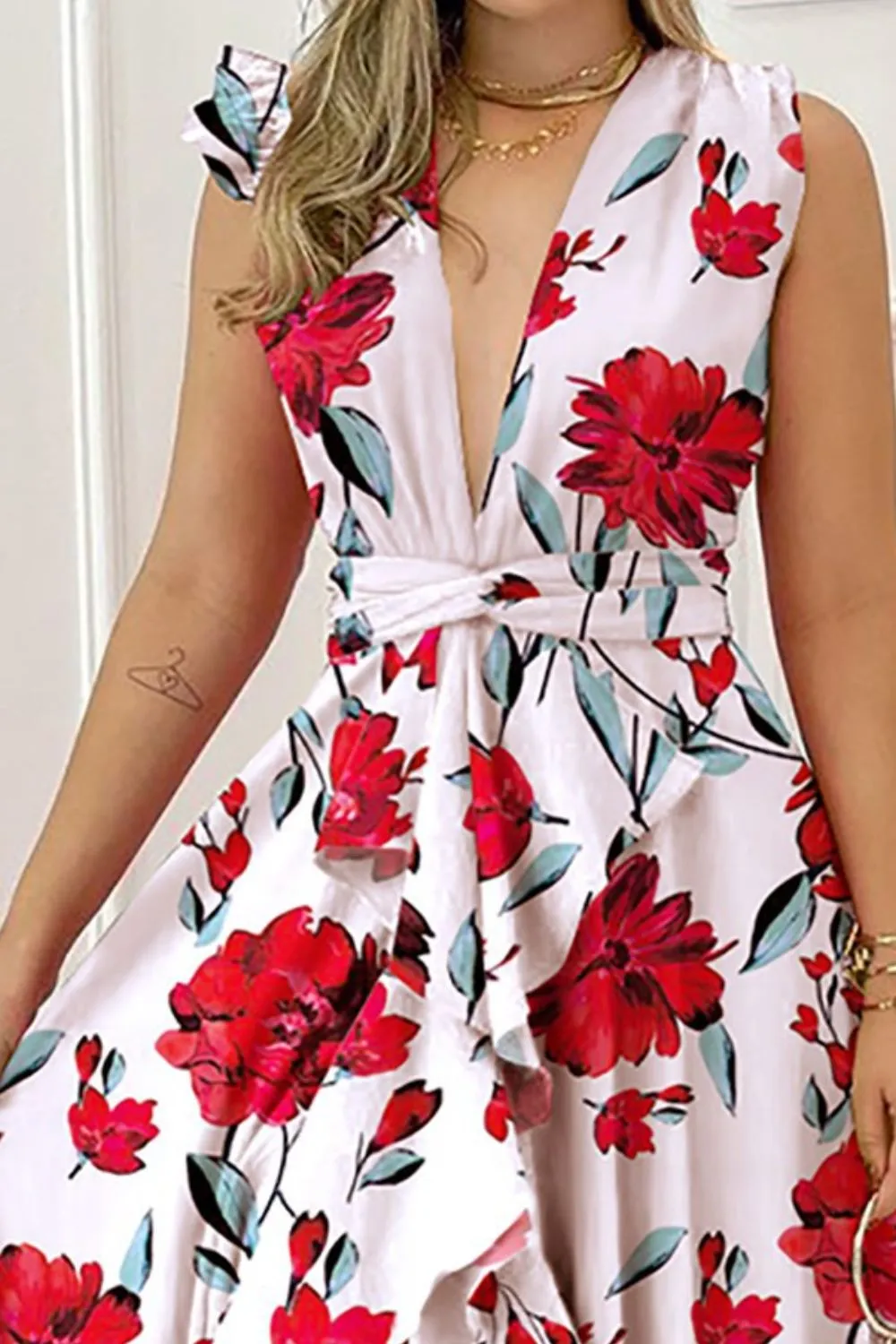 Ruffled Plunge Sleeveless Maxi Dress - Image 3
