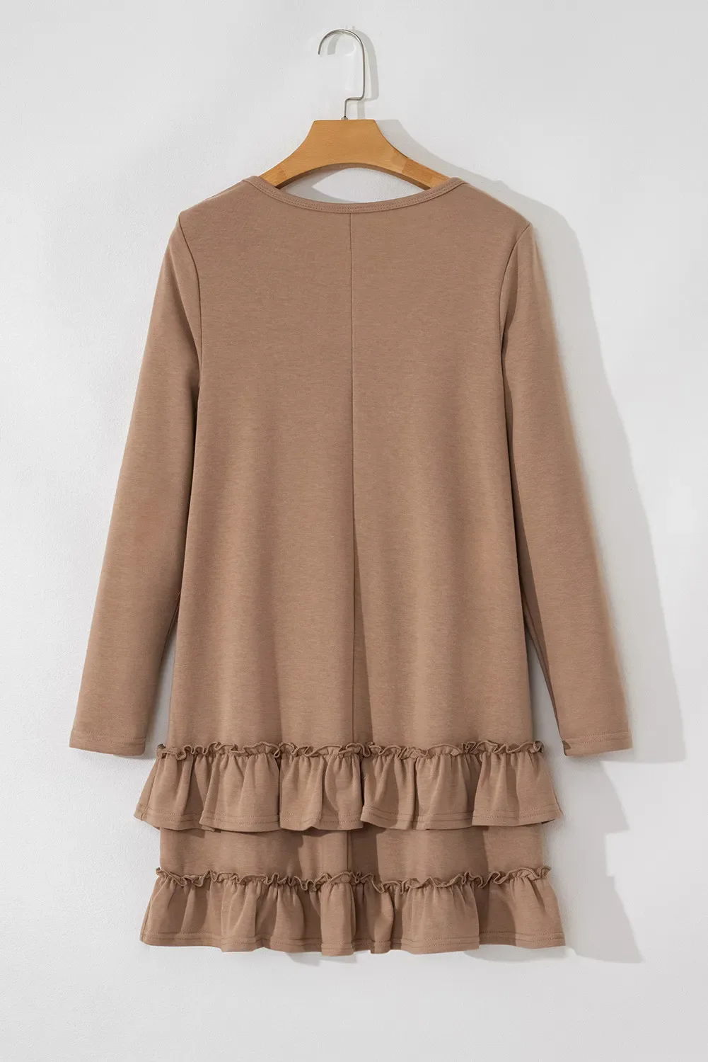 Ruffled Scoop Neck Three-Quarter Sleeve Mini Dress - Image 4