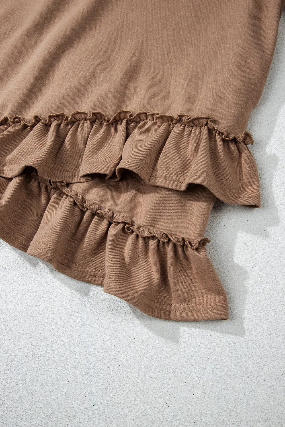 Ruffled Scoop Neck Three-Quarter Sleeve Mini Dress - Image 5