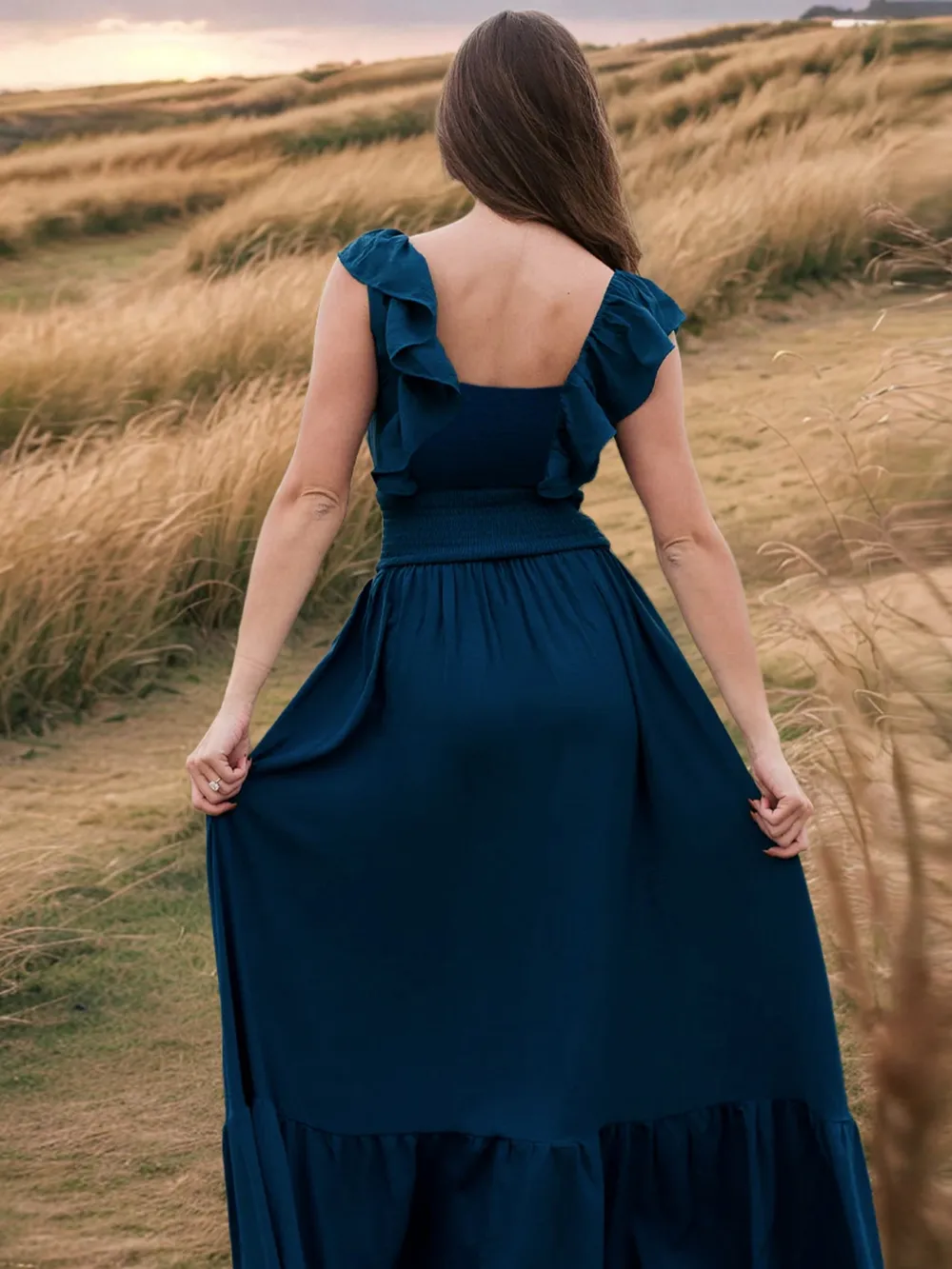 Ruffled Smocked Square Neck Maxi Dress - Image 16