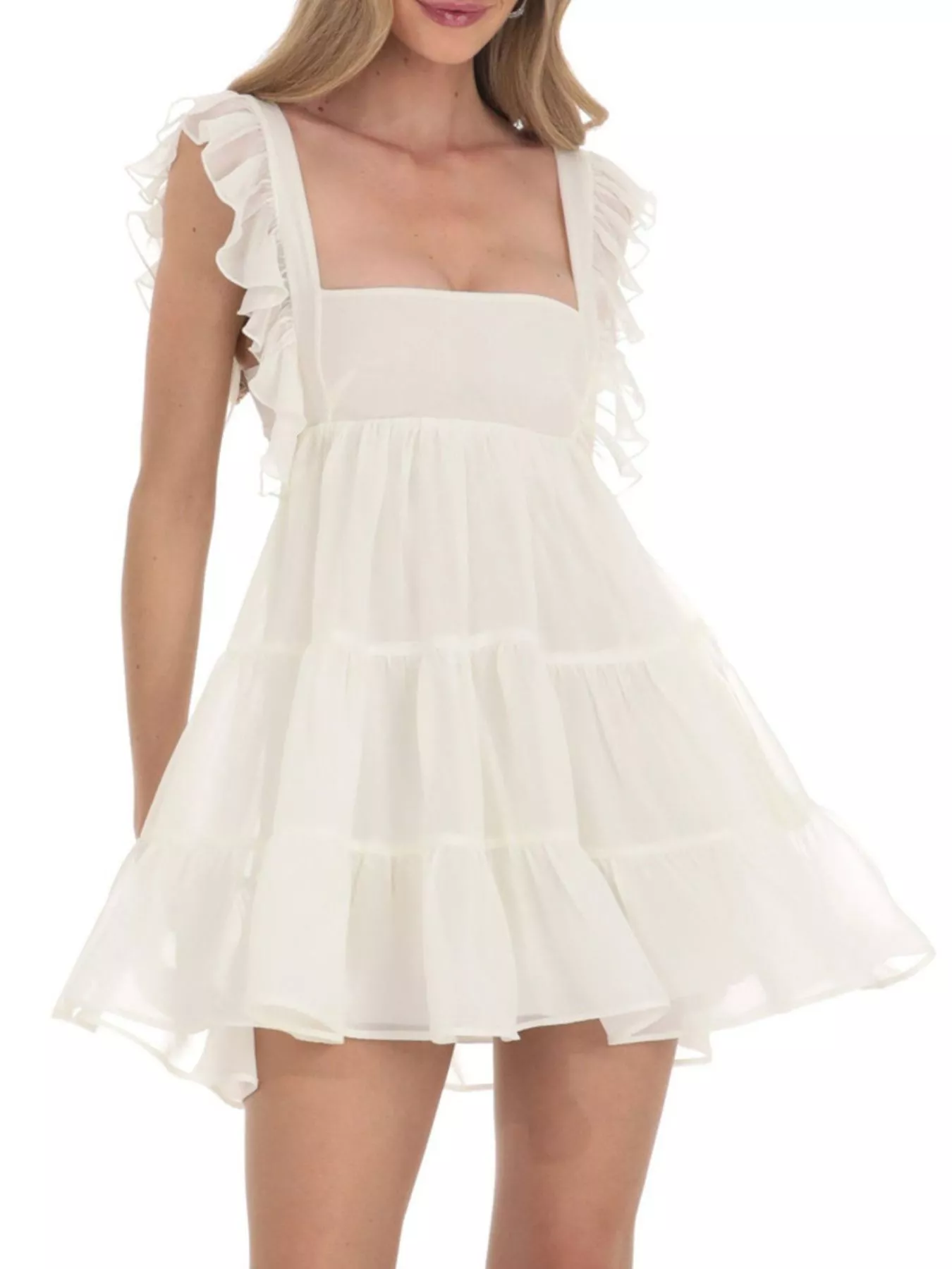 Ruffled Square Neck Tiered Dress - Image 2