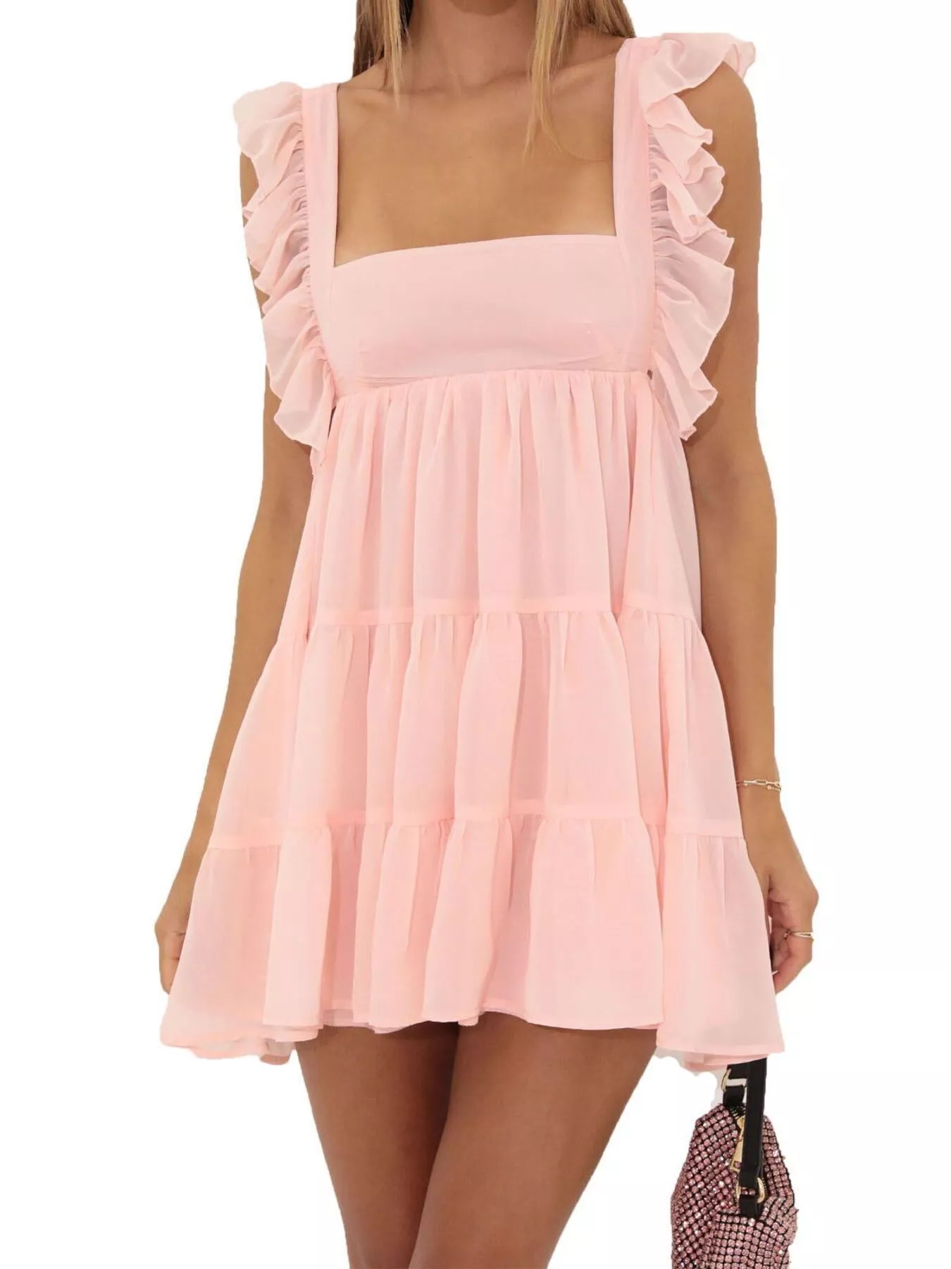 Ruffled Square Neck Tiered Dress - Image 7