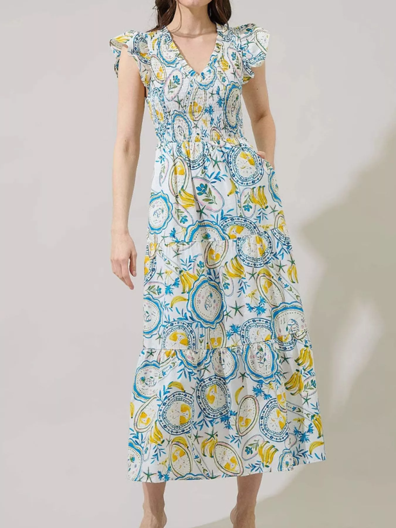 Ruffled V-Neck Tiered Midi Dress - Image 4