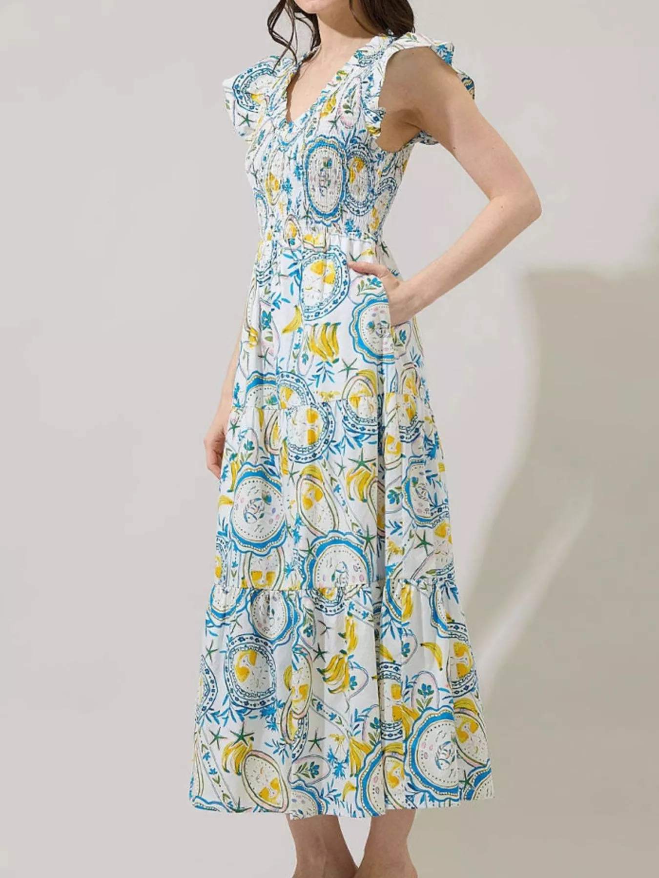 Ruffled V-Neck Tiered Midi Dress - Image 5