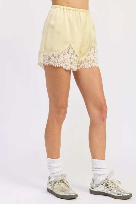 SATIN PAJAMA SHORTS WITH LACE DETAIL - Image 12