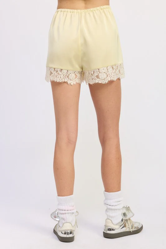 SATIN PAJAMA SHORTS WITH LACE DETAIL - Image 13