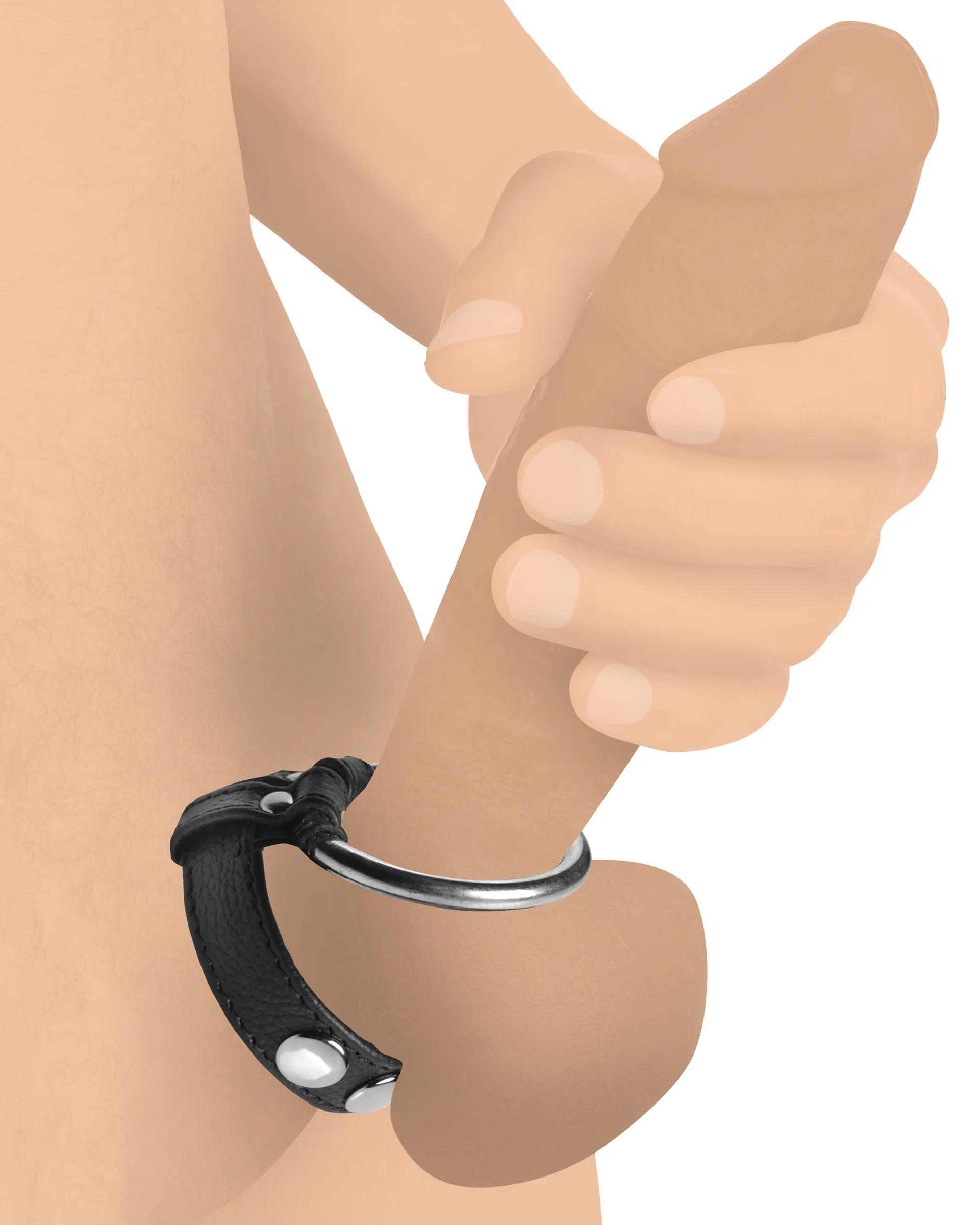 Leather And Steel Cock And Ball Ring - Image 4