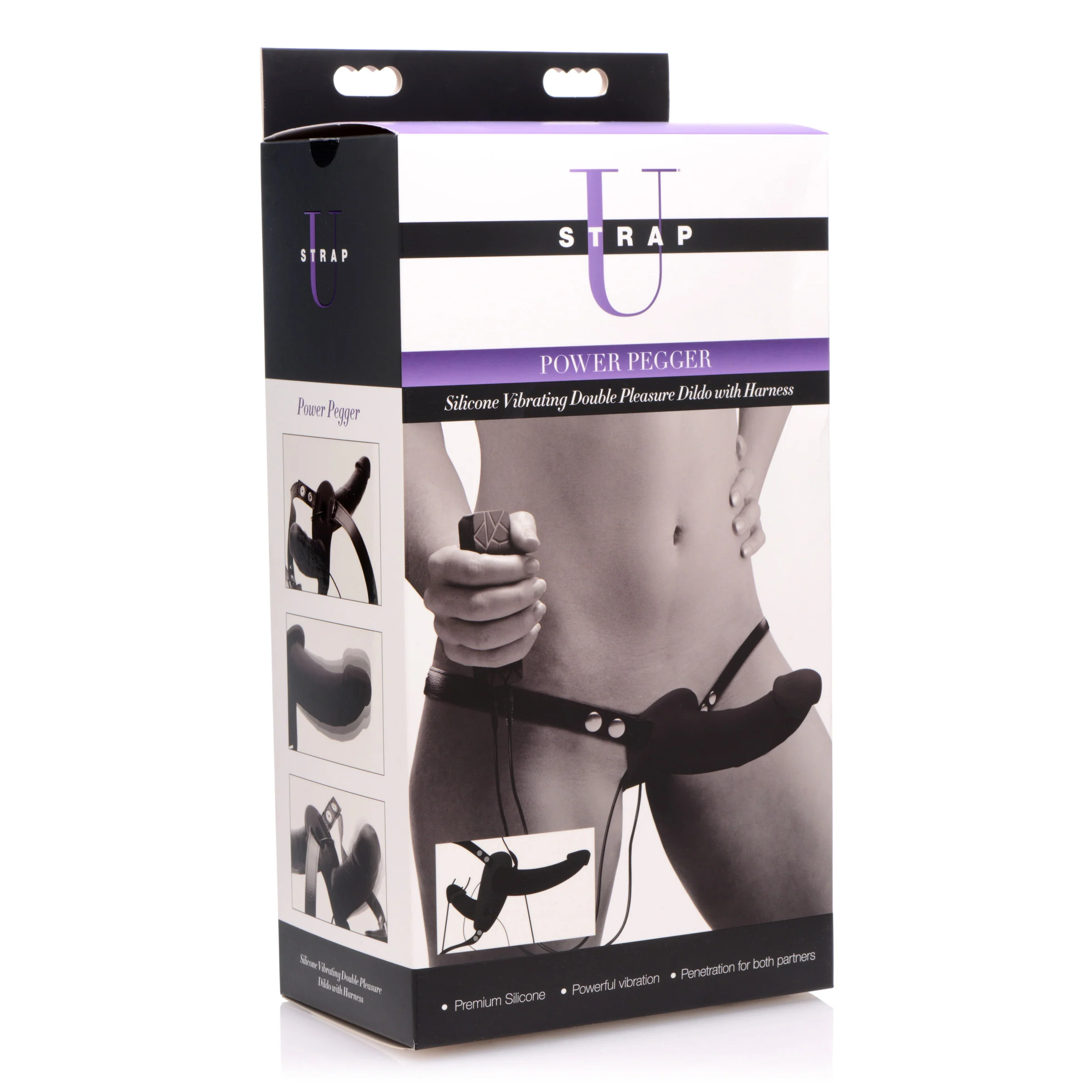 Power Pegger Silicone Vibrating Double Dildo With Harness - Image 3