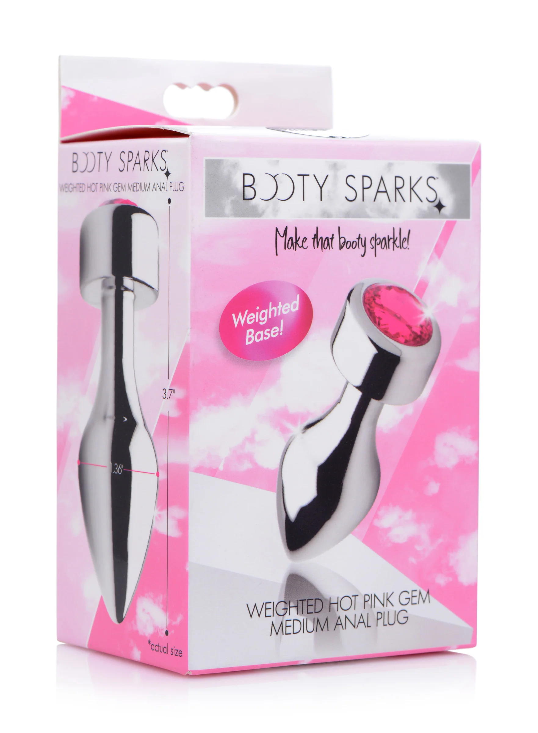 Hot Pink Gem Weighted Anal Plug - Image 2