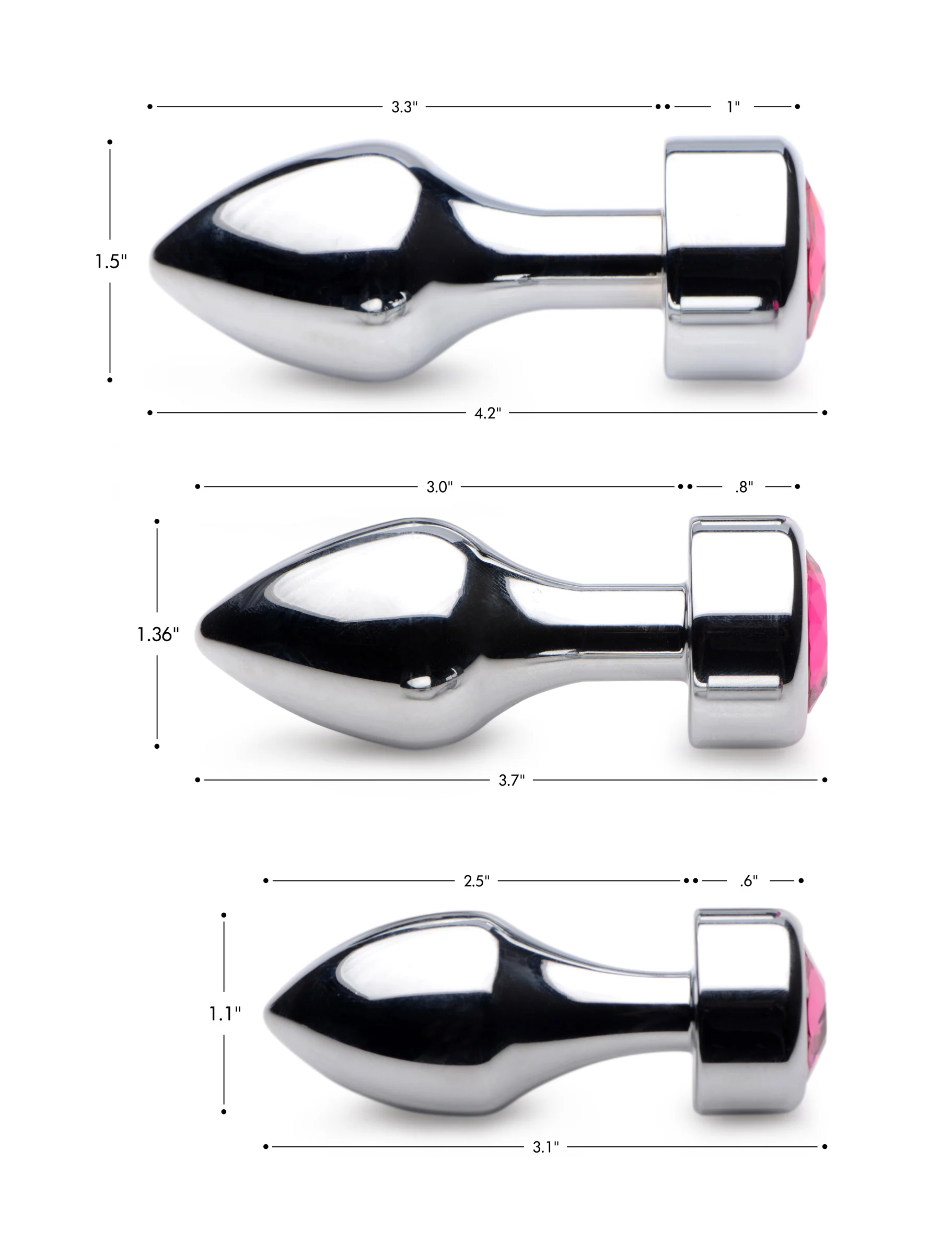 Hot Pink Gem Weighted Anal Plug - Image 3