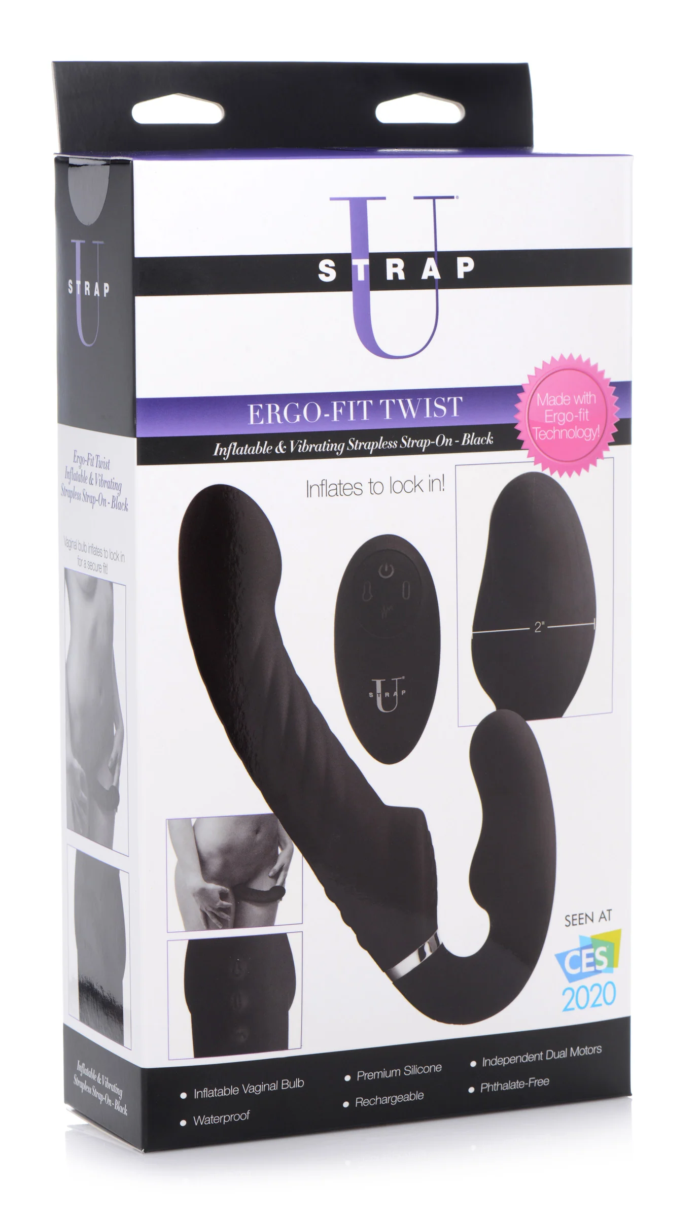 Ergo-fit Twist Inflatable Vibrating Silicone Strapless Strap-on - Image 6