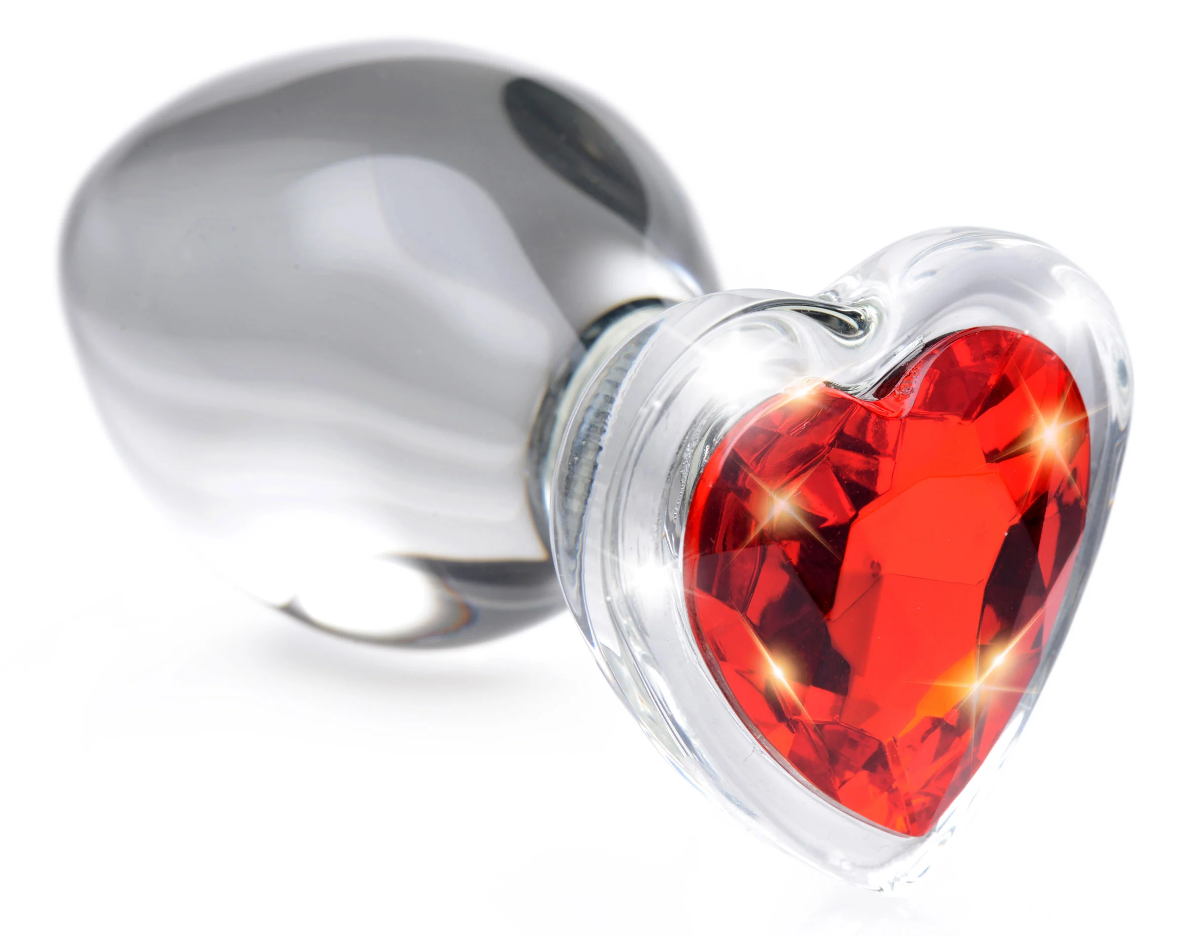 Red Heart Gem Glass Anal Plug - Image 4