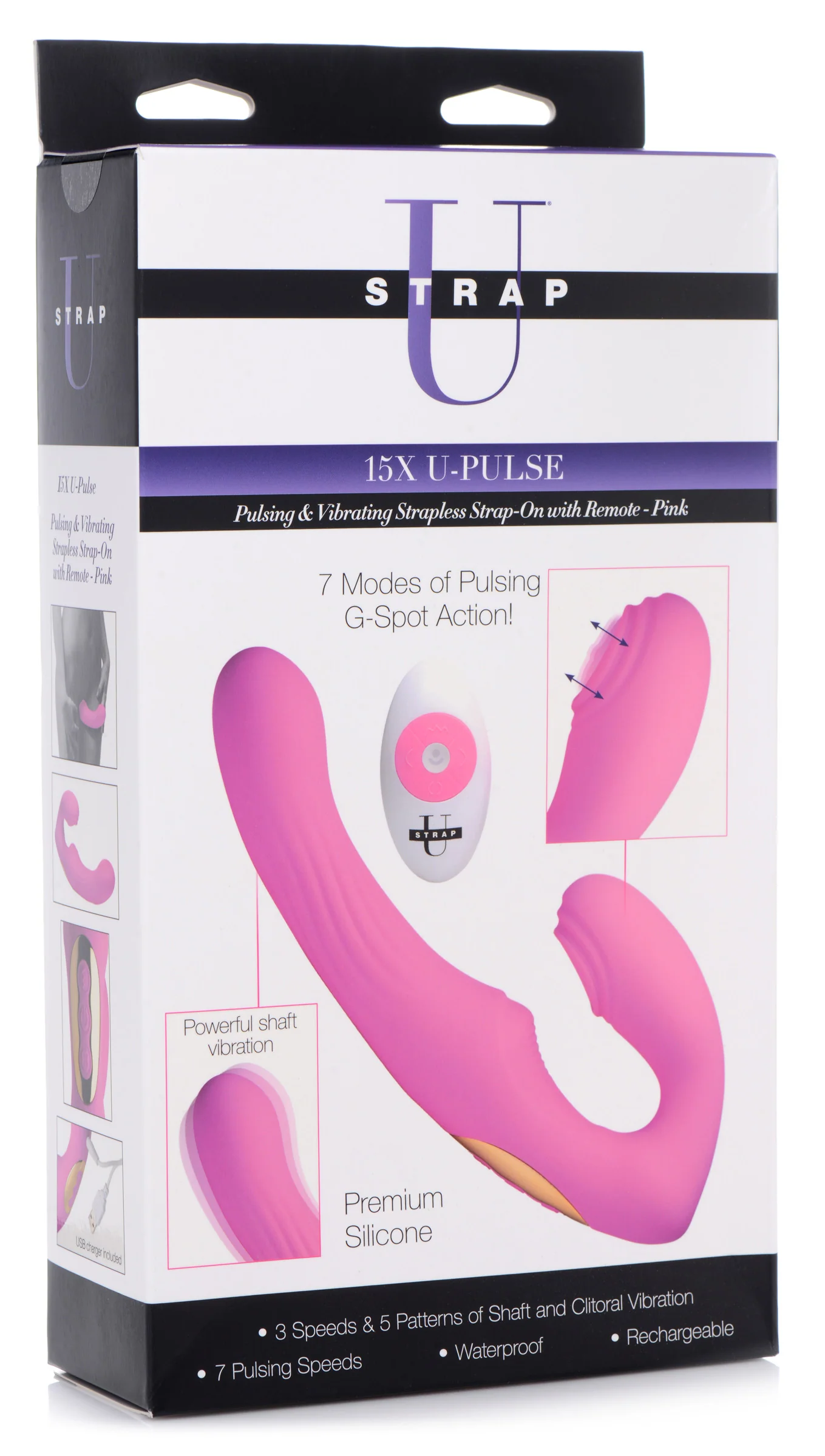 15x U-pulse Silicone Pulsating And Vibrating Strapless Strap-on With Remote - Image 9