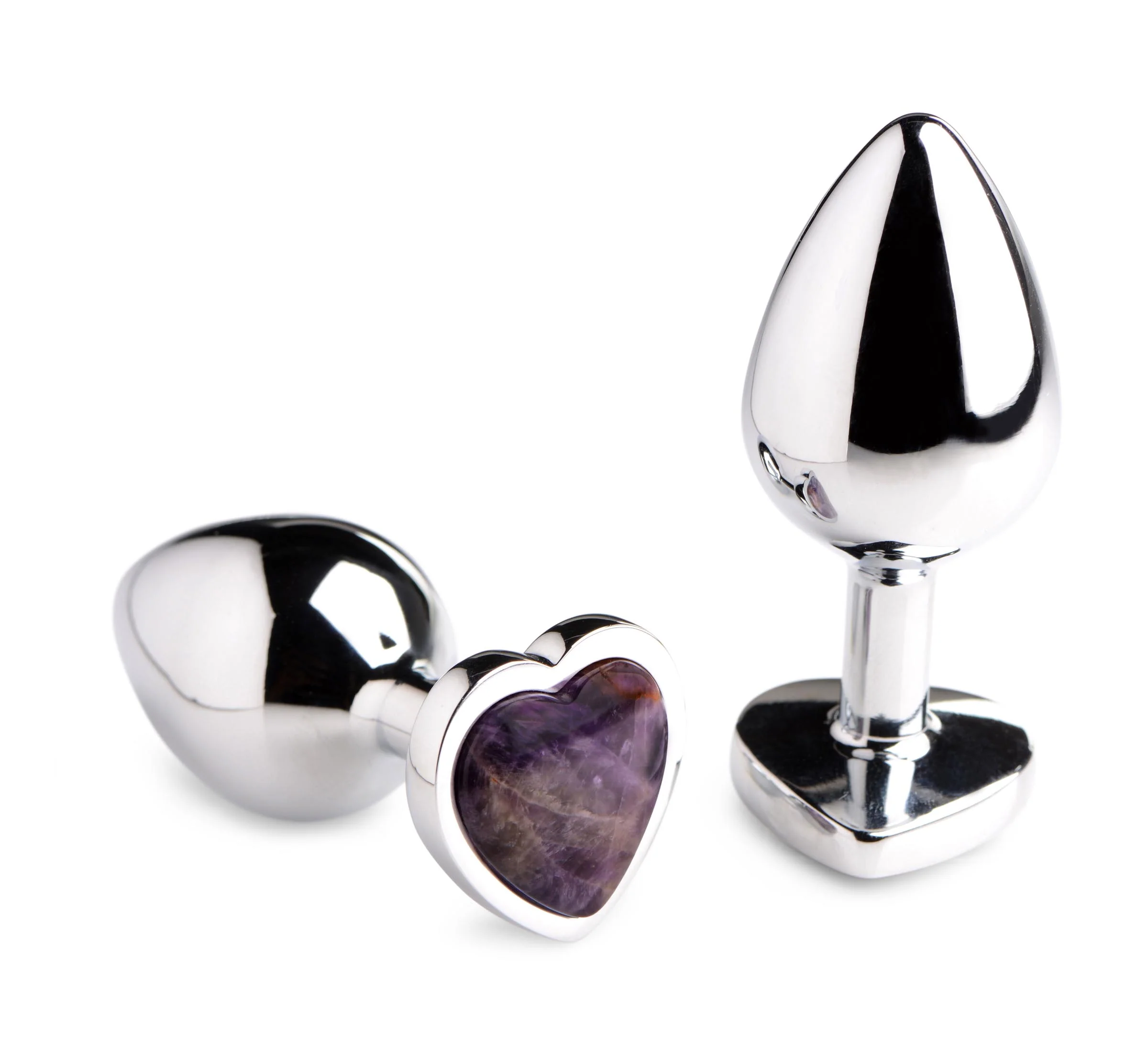 Genuine Amethyst Gemstone Heart Anal Plug - Image 6