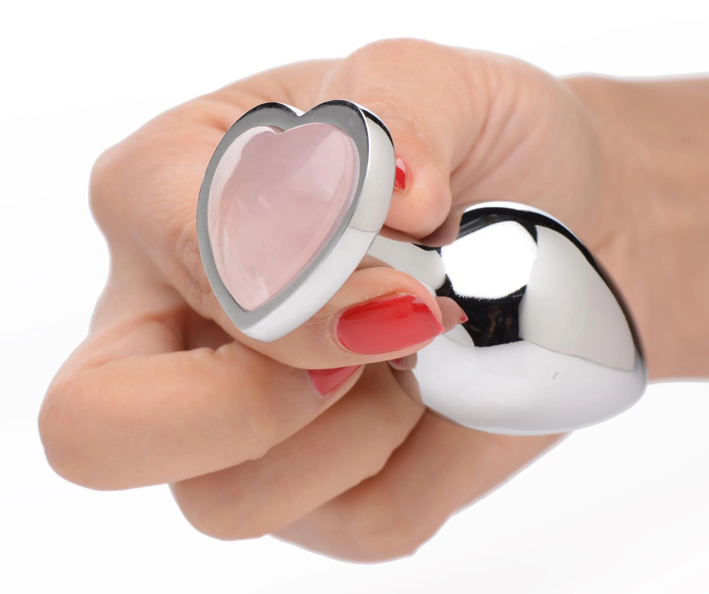 Authentic Rose Quartz Gemstone Heart Anal Plug - Image 2