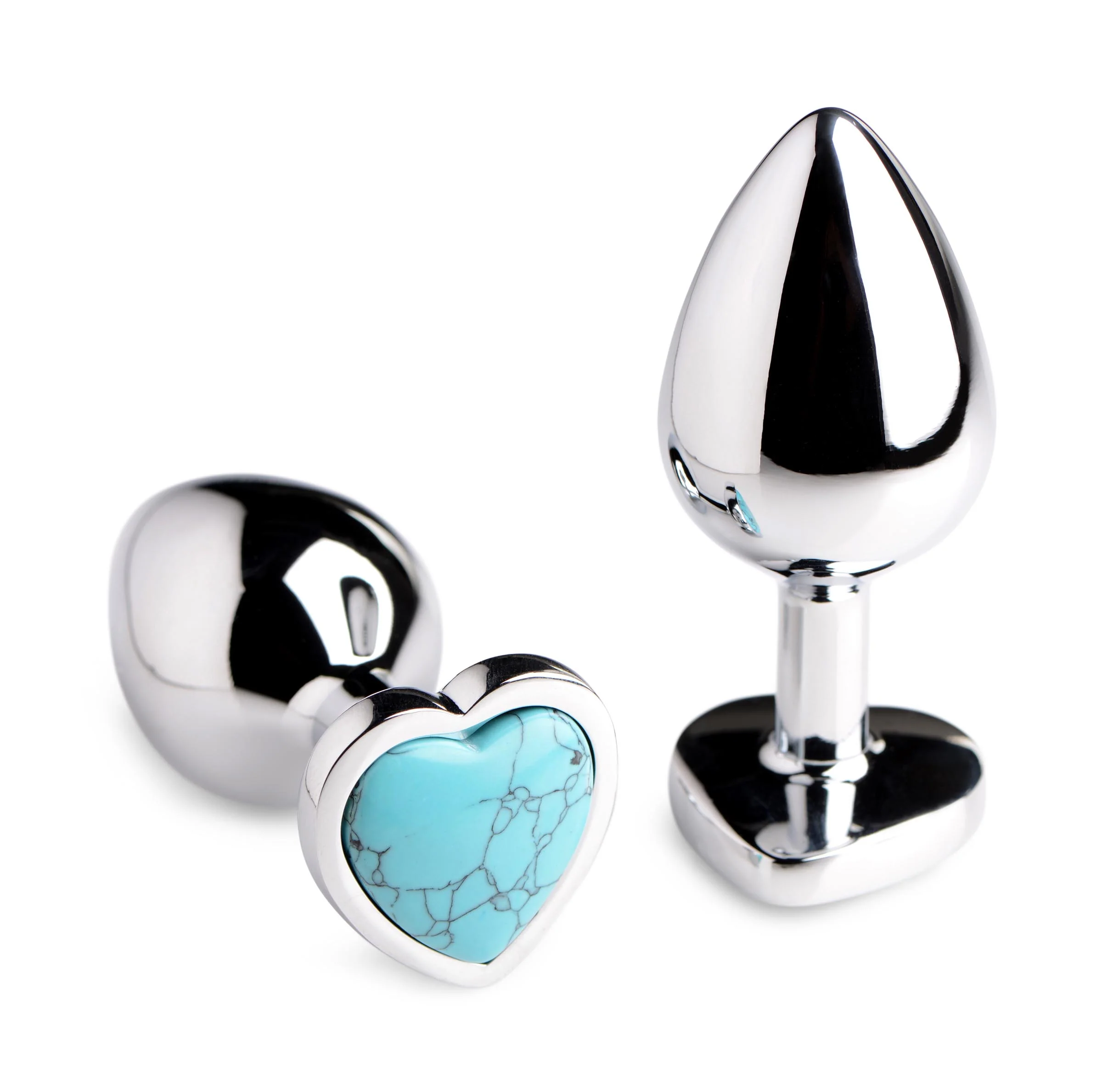 Authentic Turquoise Gemstone Heart Anal Plug - Image 3