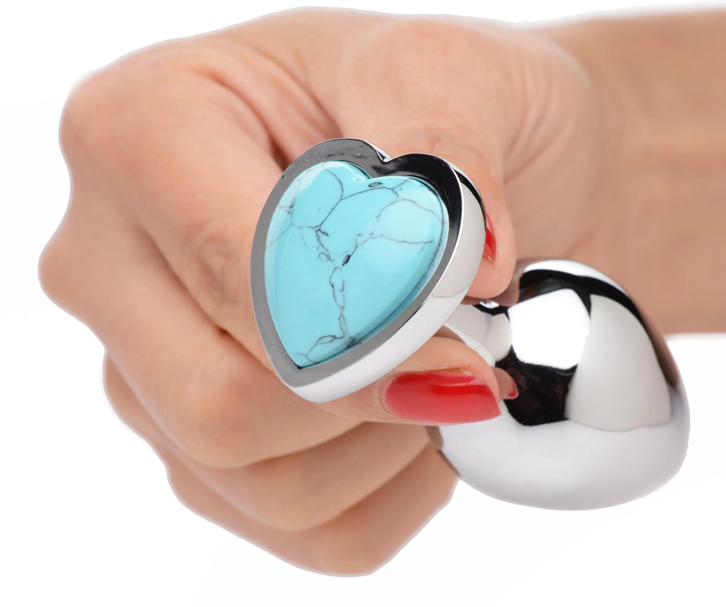 Authentic Turquoise Gemstone Heart Anal Plug - Image 6