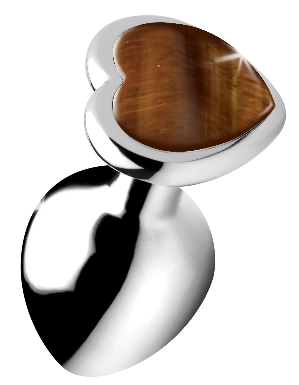 Authentic Tigers Eye Gemstone Heart Anal Plug