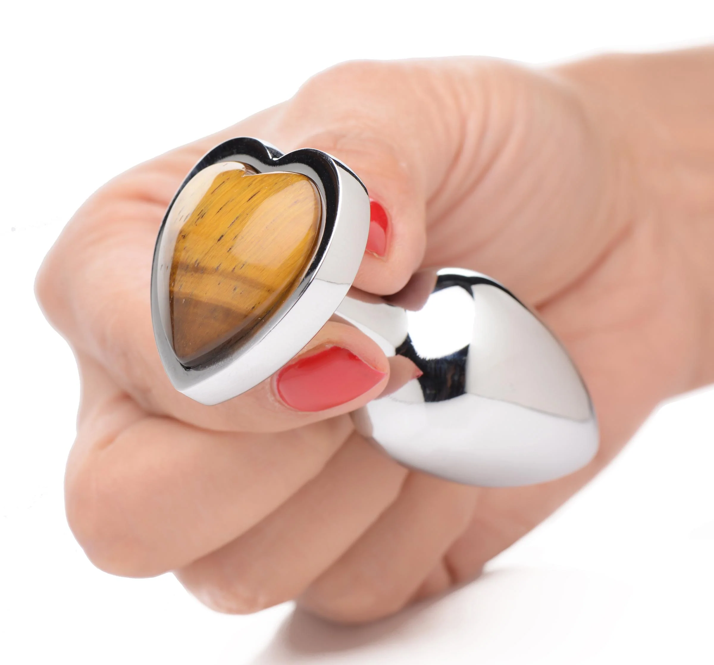 Authentic Tigers Eye Gemstone Heart Anal Plug - Image 7