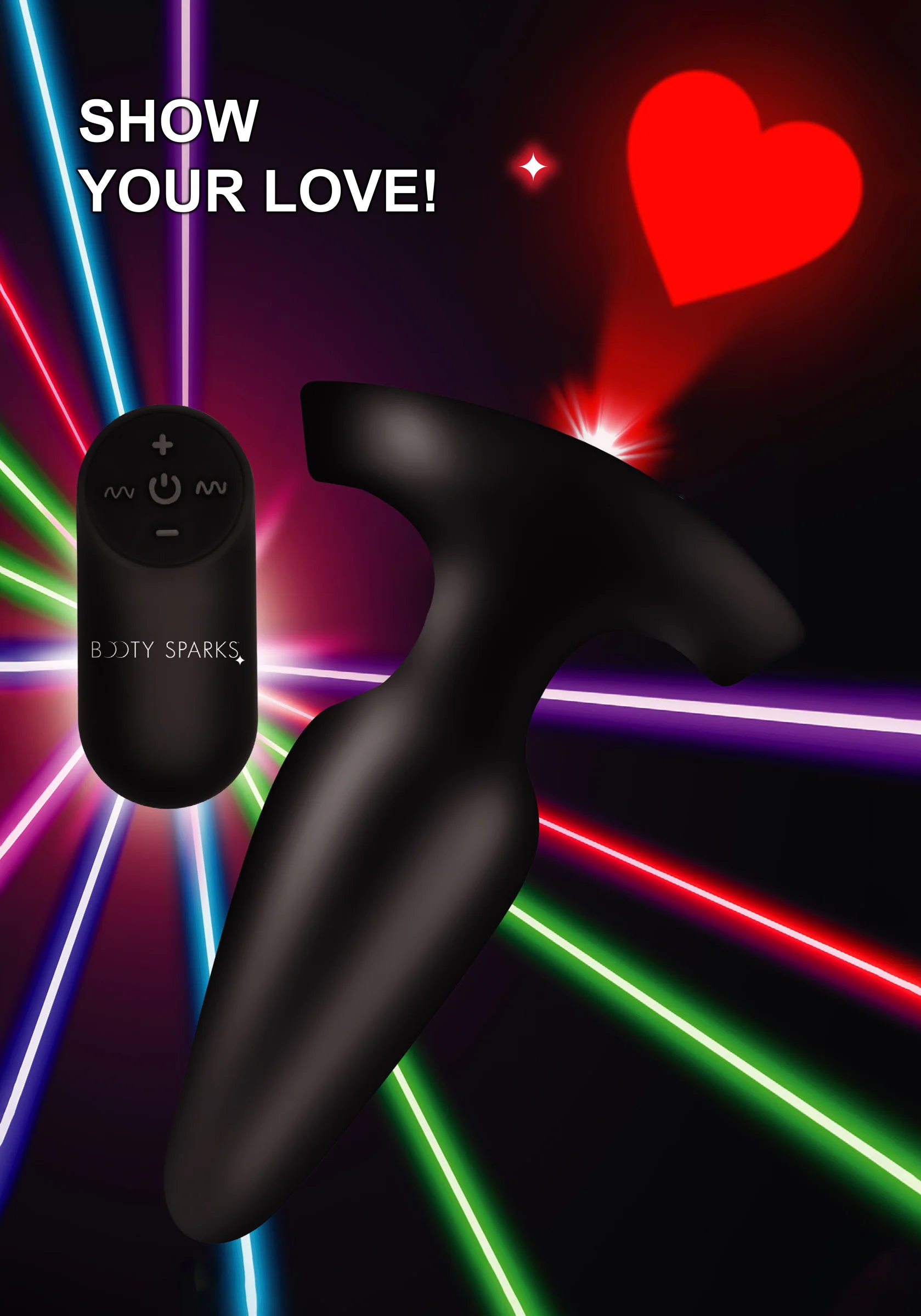 28x Laser Heart Silicone Anal Plug With Remote