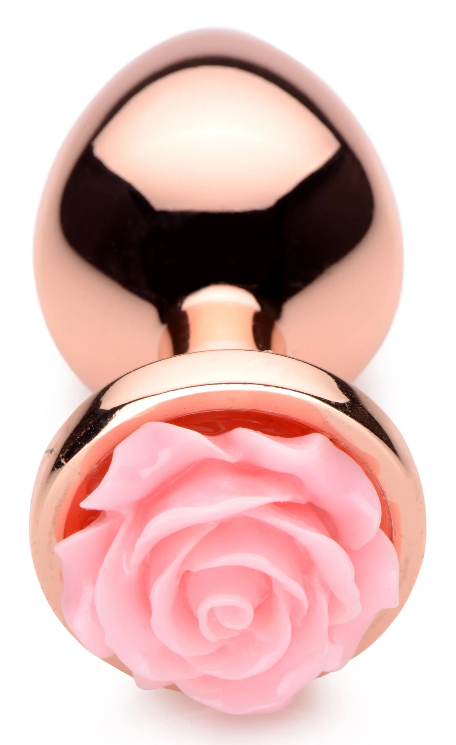 Rose Gold Anal Plug With Pink Flower - Image 3