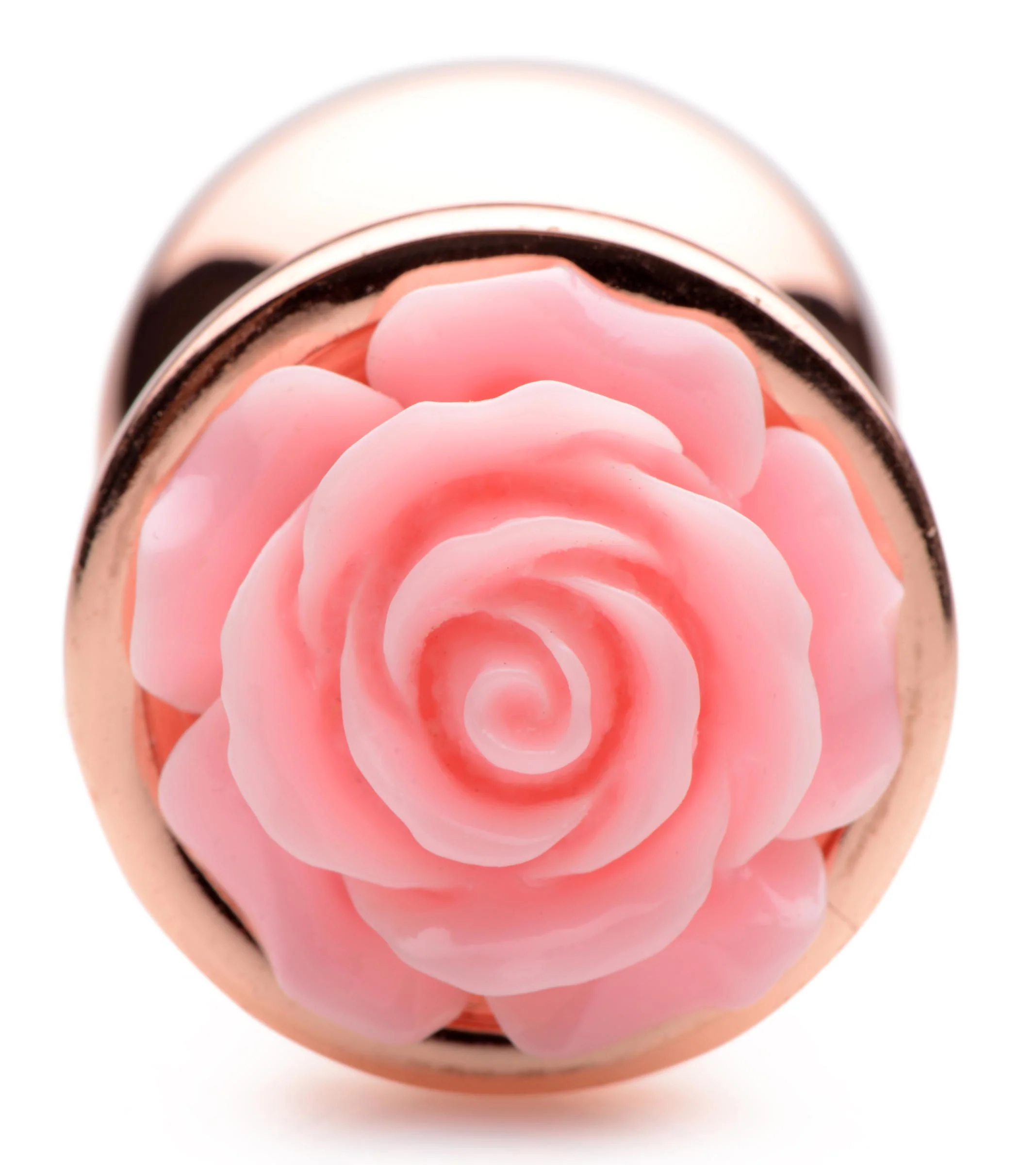 Rose Gold Anal Plug With Pink Flower - Image 4