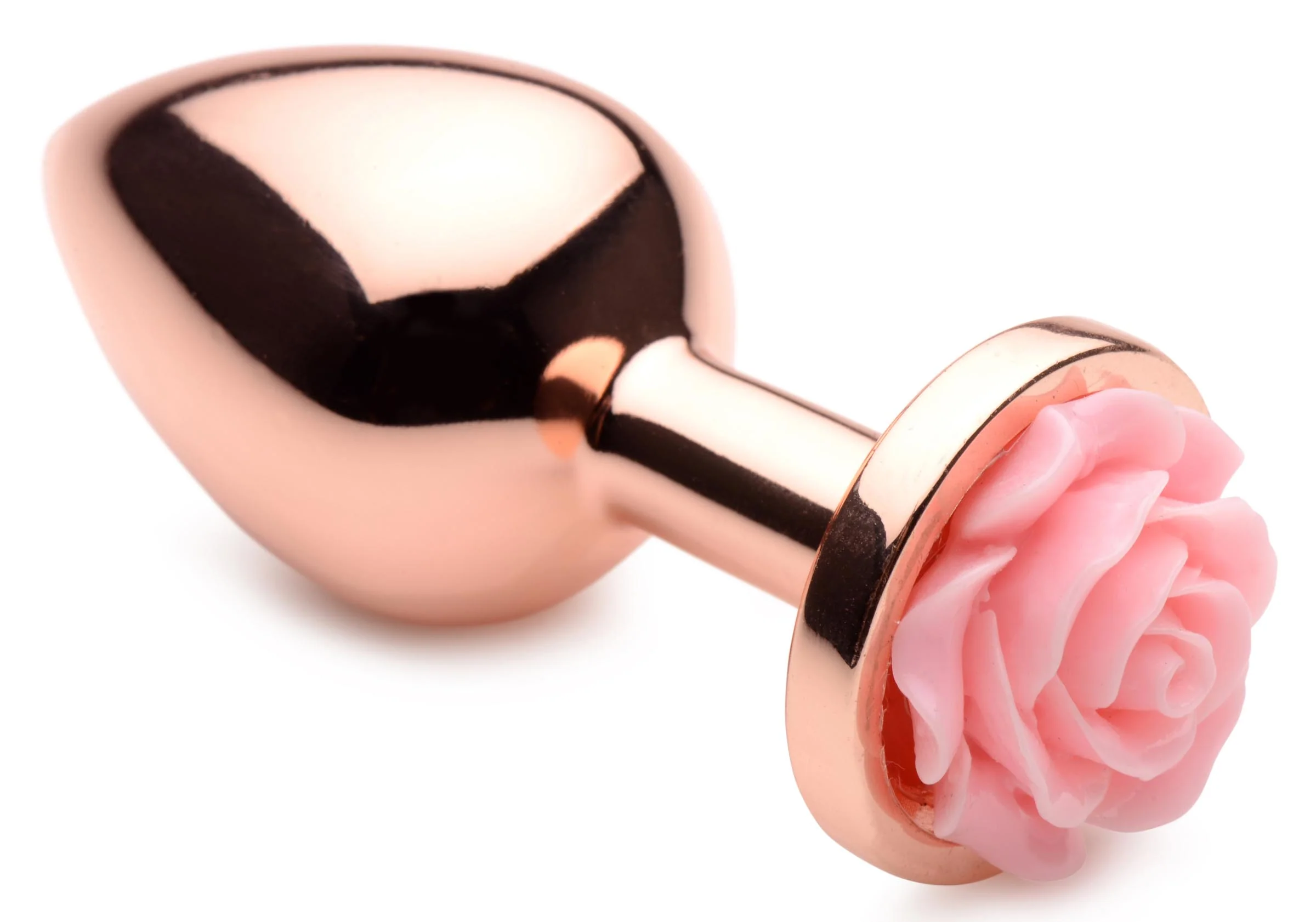 Rose Gold Anal Plug With Pink Flower - Image 5
