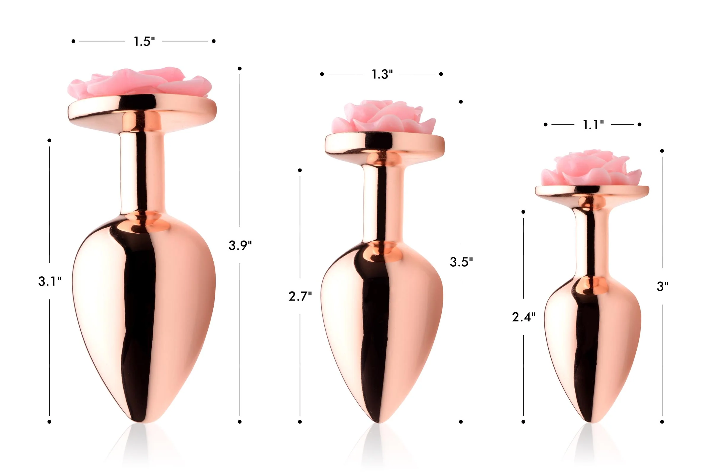 Rose Gold Anal Plug With Pink Flower - Image 7