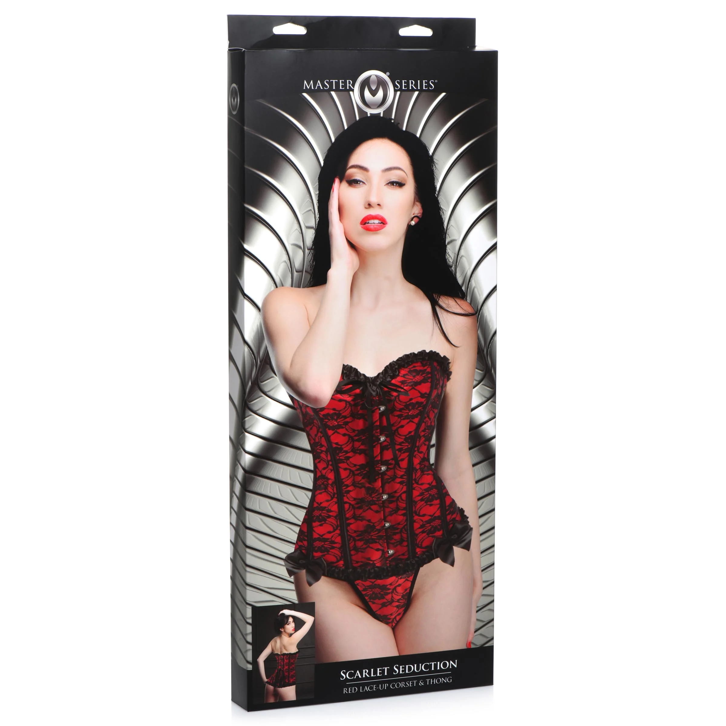 Scarlet Seduction Lace-up Corset And Thong - - Image 9