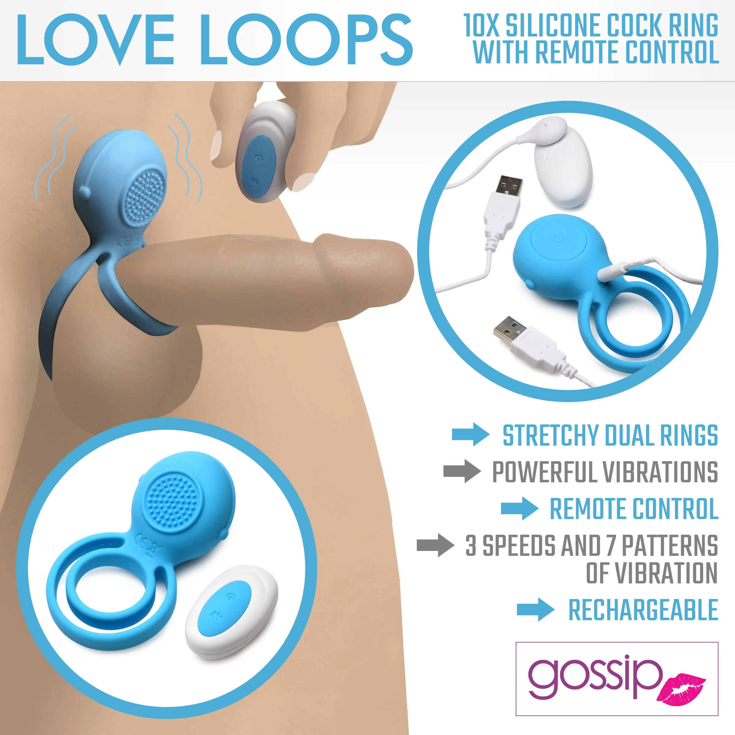 Love Loops 10x Silicone Cock Ring With Remote - Image 4