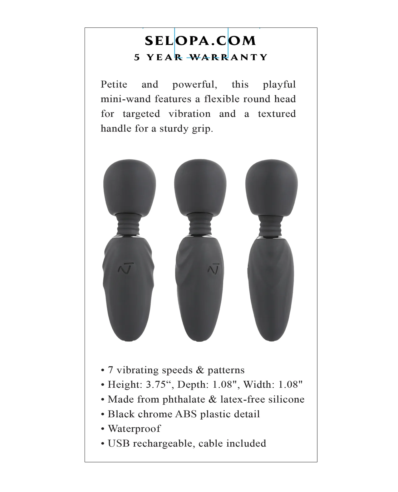 Selopa Buzz One Out Mini Wand - Black - Image 5