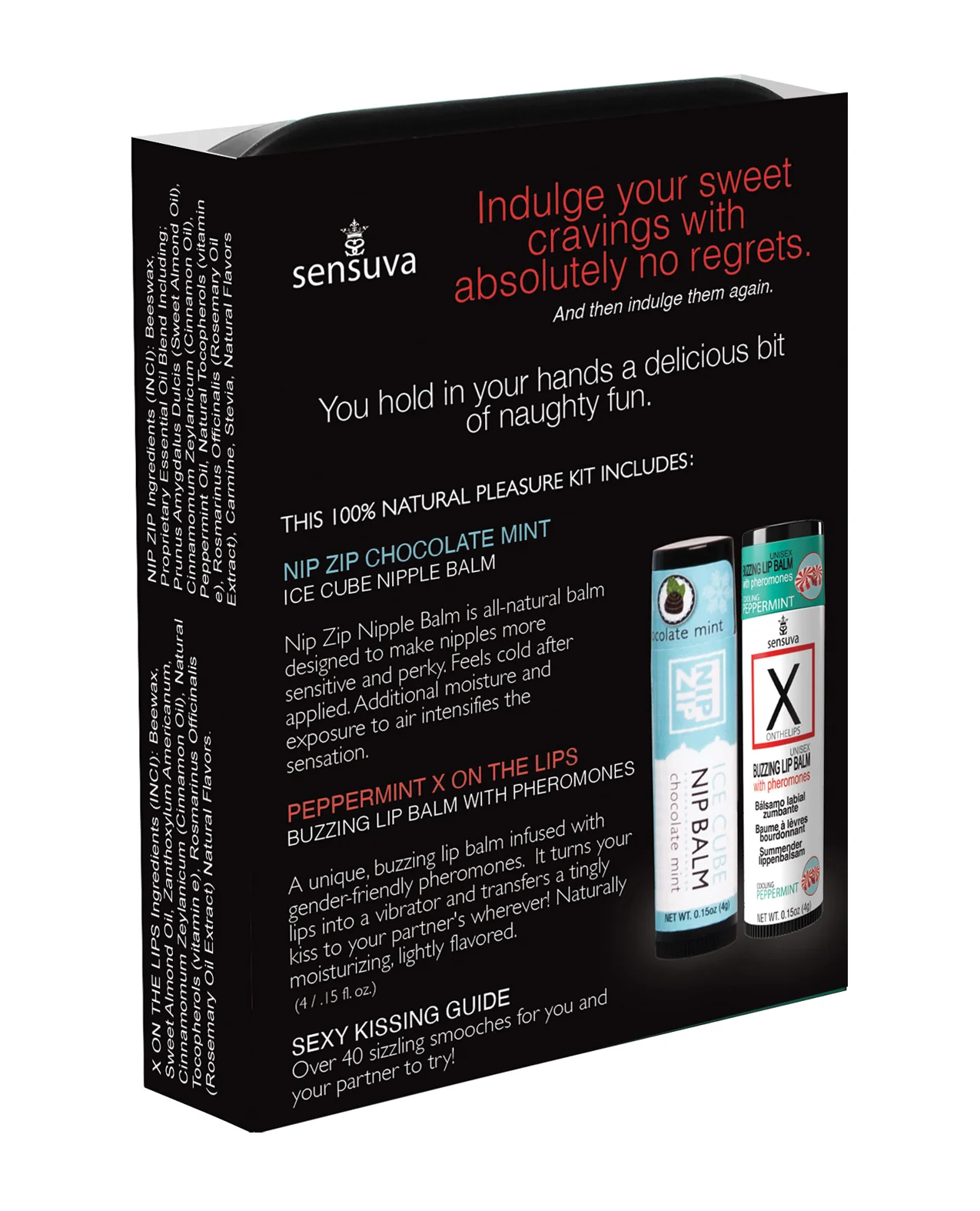 Sensuva Lips & Nips Pleasure Kit - Chocolate Nip Zip + Chocolate Peppermint XBalm + 50 Ways to Kiss Guide - Image 3